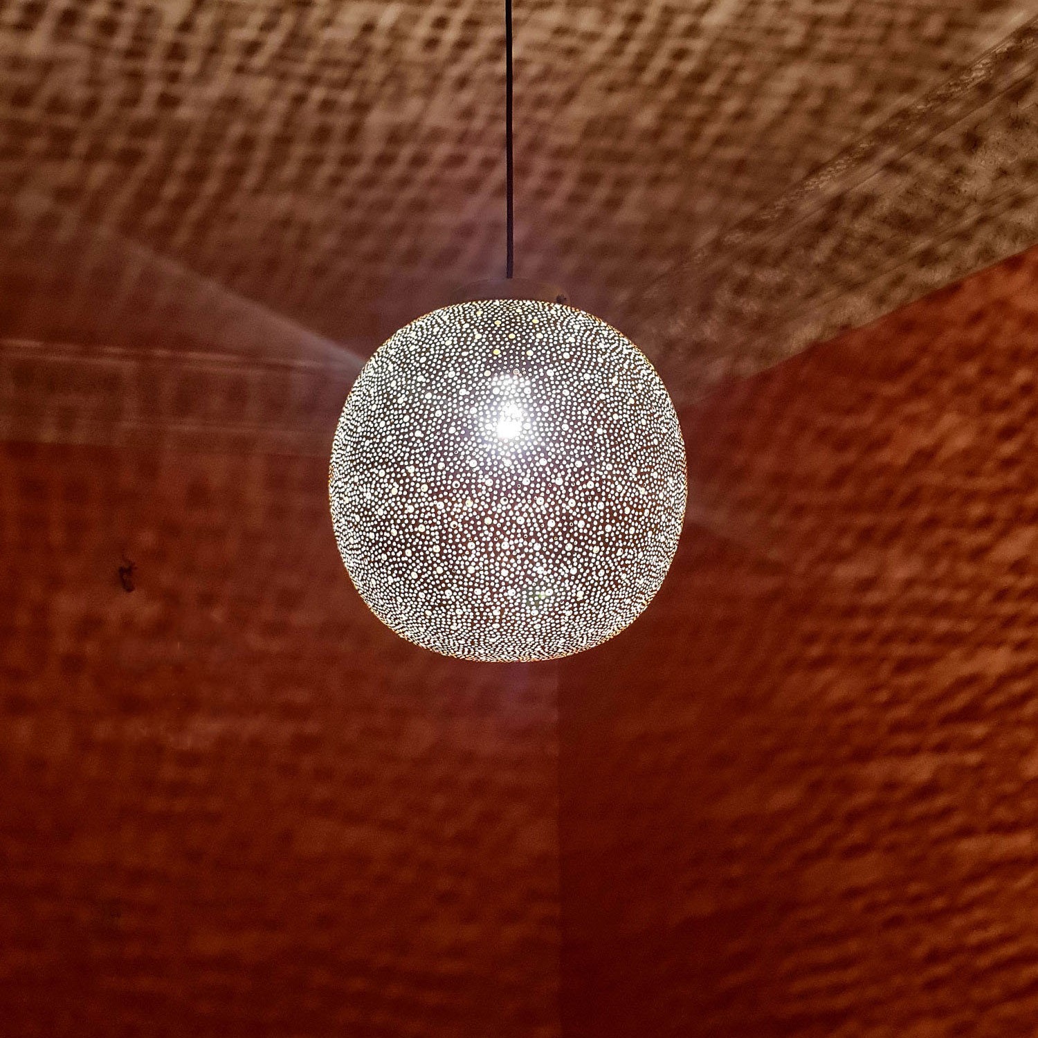 Moroccan Round Bulb Brass Lamp