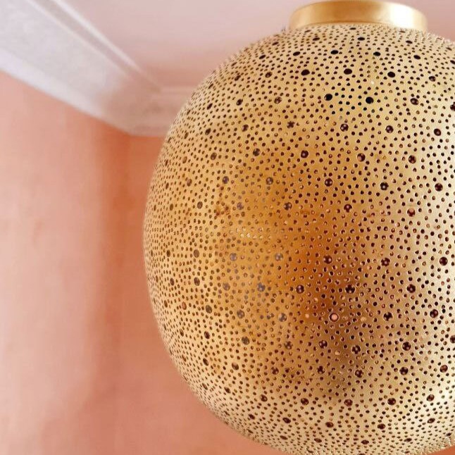 Moroccan Round Bulb Brass Lamp