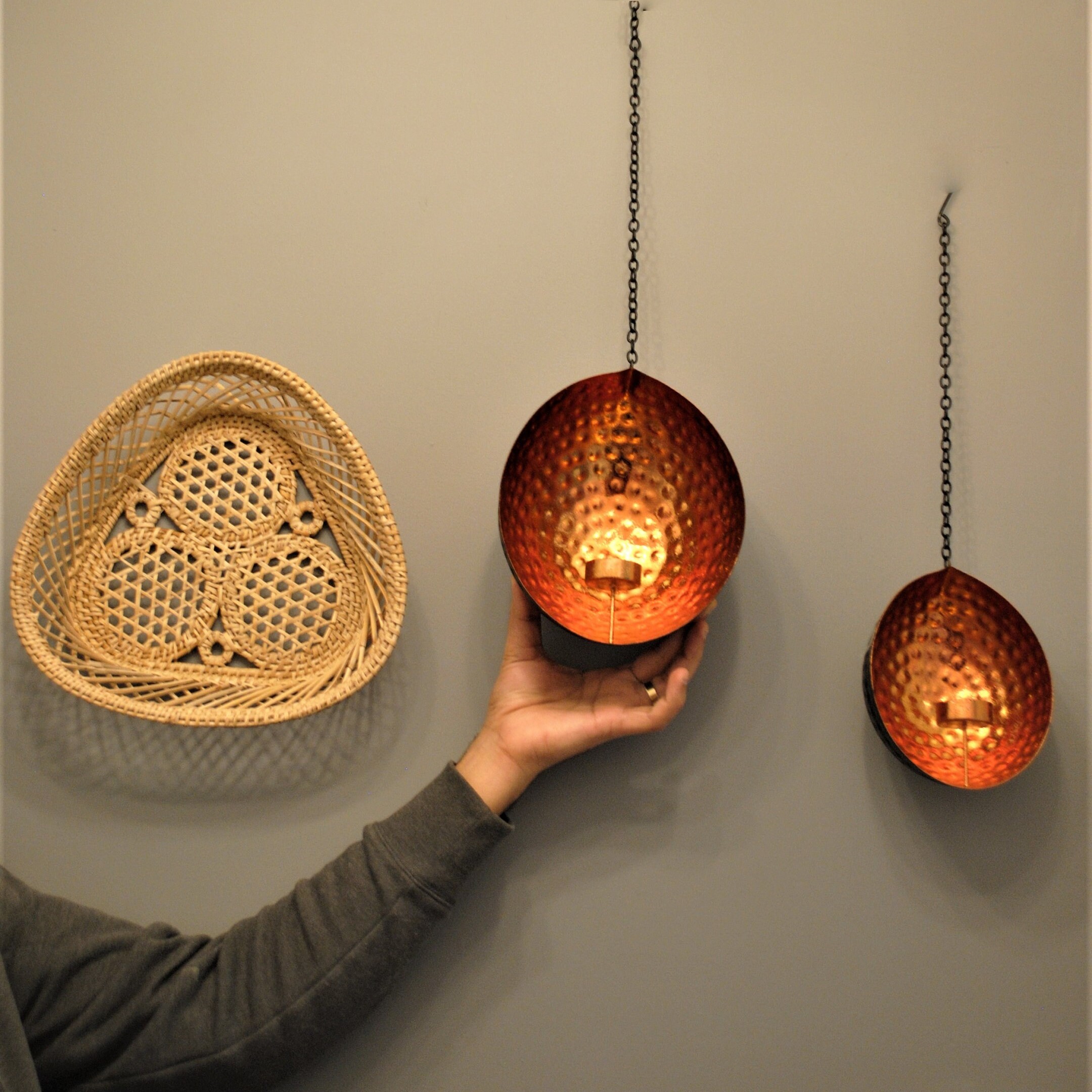 Gold Tealight Holder, Wall Hanging Candle, Drop Tealight Holder