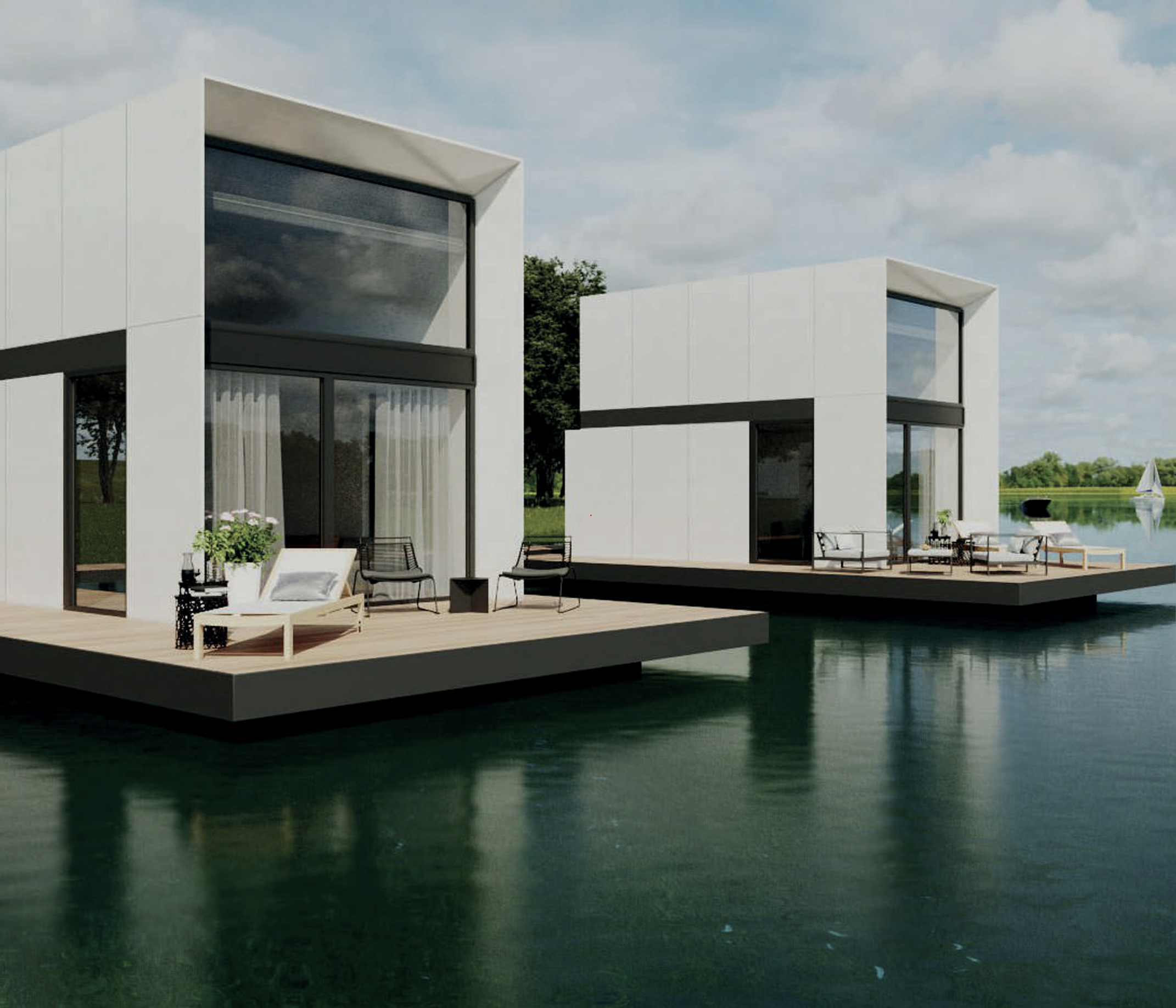 Modern Boat House with Mezzanine - Prefabricated / Modular - 32,78m2
