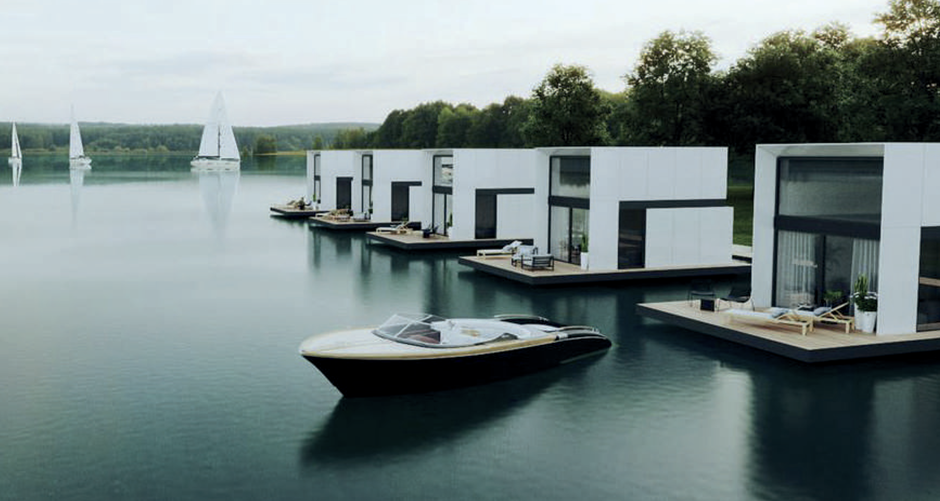 Modern Boat House with Mezzanine - Prefabricated / Modular - 32,78m2
