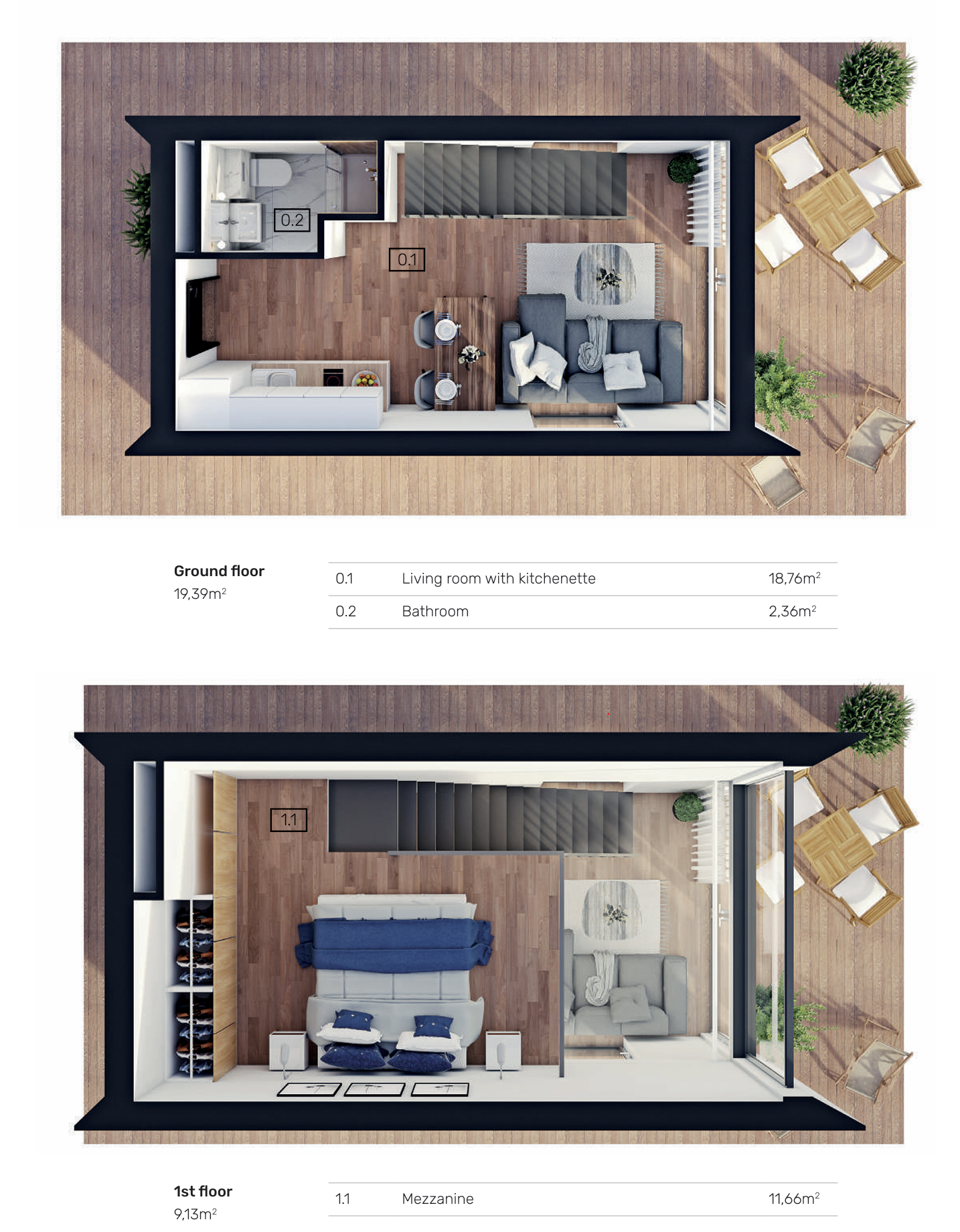 Modern Boat House with Mezzanine - Prefabricated / Modular - 32,78m2