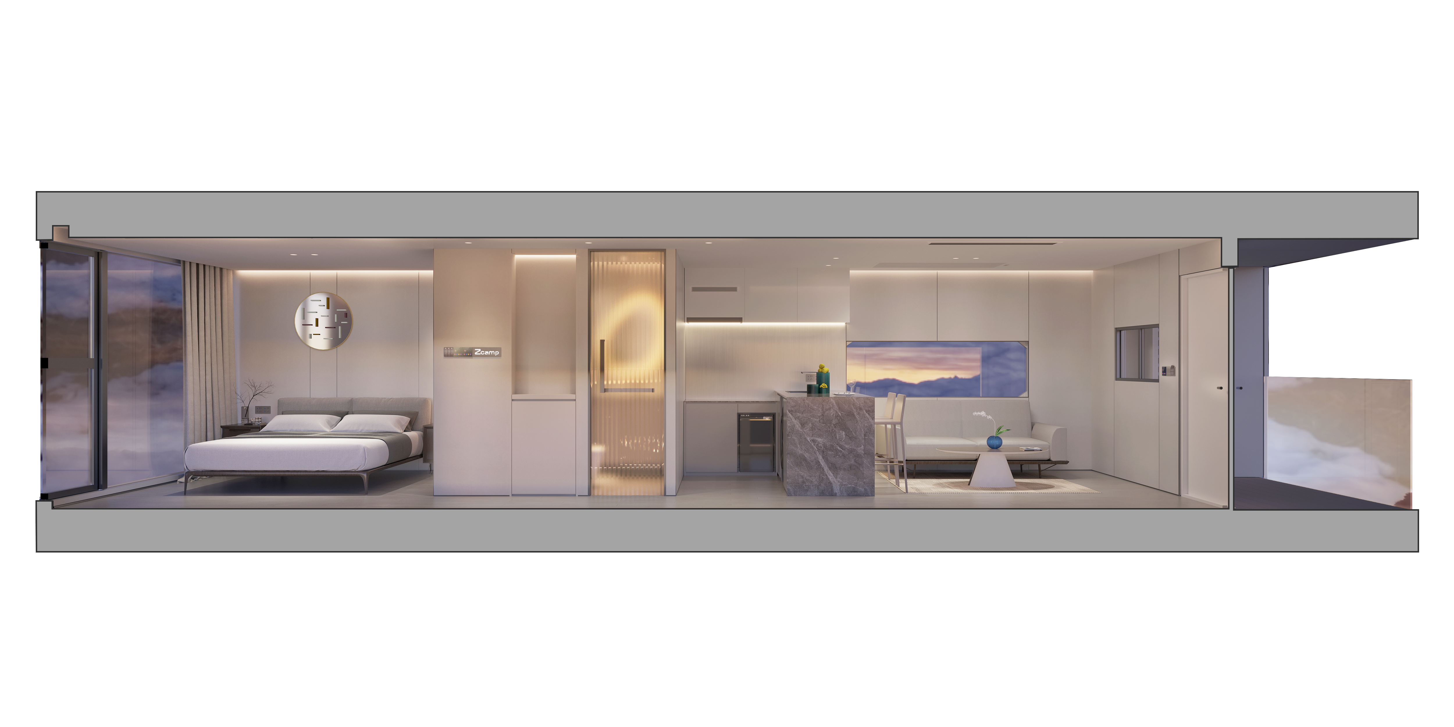 Luxury Accommodation - Prefabricated House - Model F - 38 m² (408.97 sq ft) With Balcony