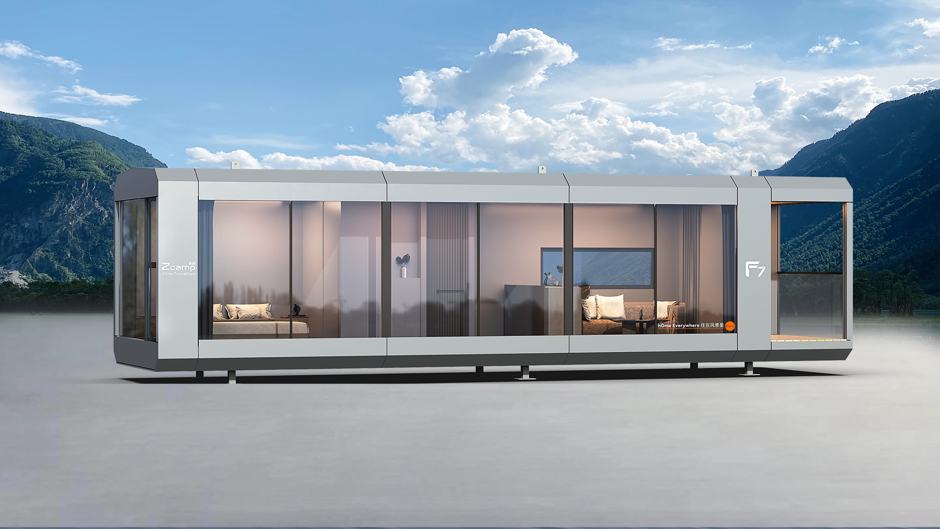 Luxury Accommodation - Prefabricated House - Model F - 38 m² (408.97 sq ft) With Balcony