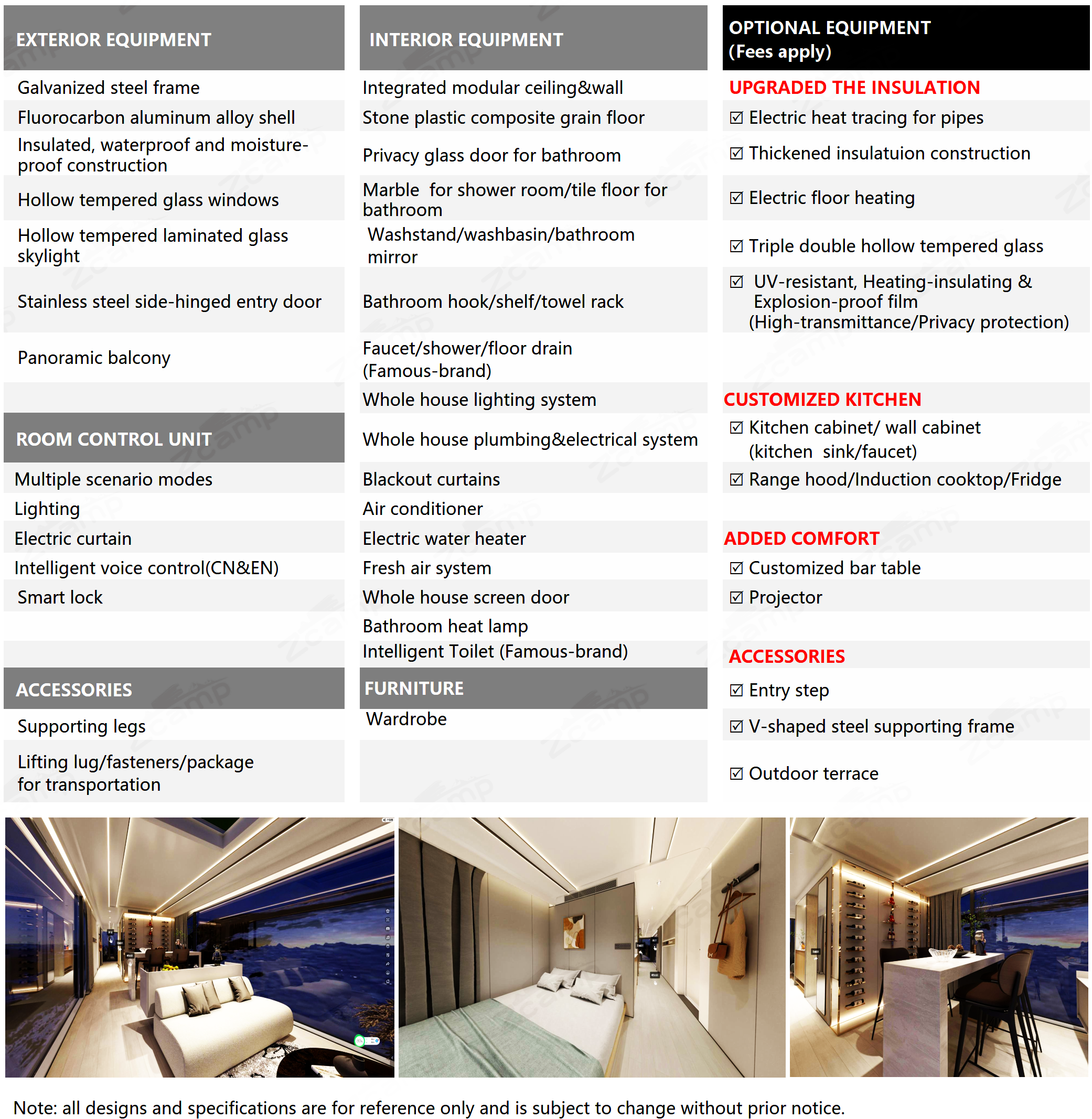 Luxury Accommodation - Prefabricated House - Model P - 44.6 m² (479.96 sq ft) With Balcony