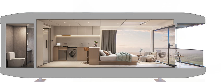 Luxury Accommodation - Prefabricated House - Model X - 30.4 m² (327.35 sq ft) With Balcony