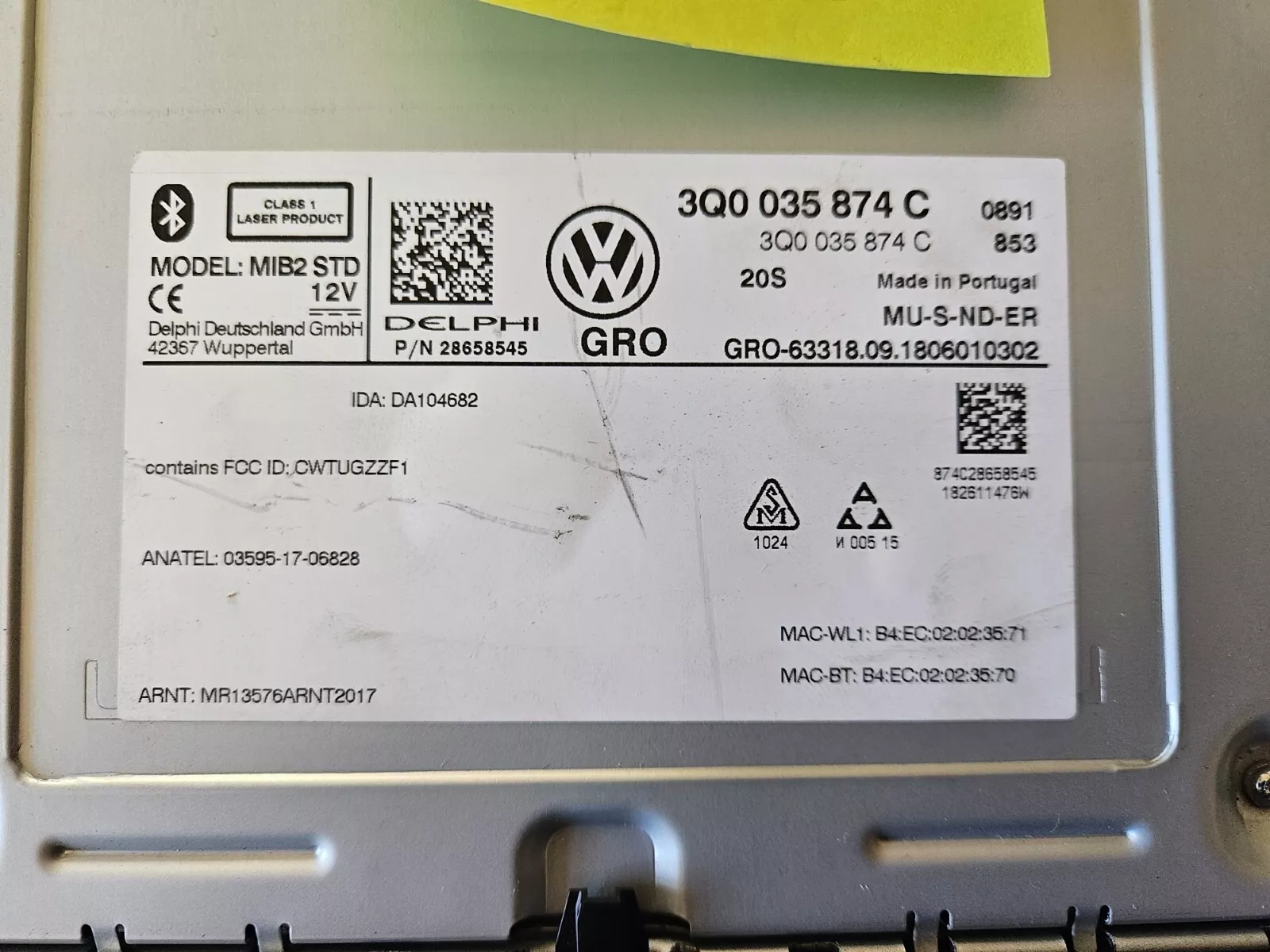 Unlocked VW Carplay MIB2 Sat Nav Bluetooth DAB+ Head Unit - 3Q0035874C DELPHI