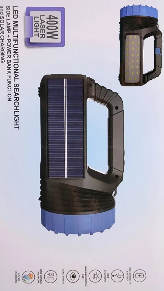 Super Linterna LED Haz de Laser recargable usb y Solar