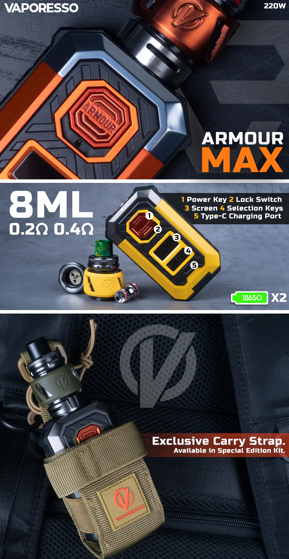 Vaporizador electrónico vaporesso armour max