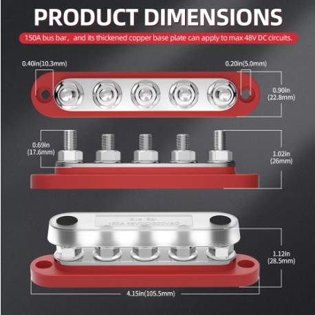 Barra de distribución de 150A