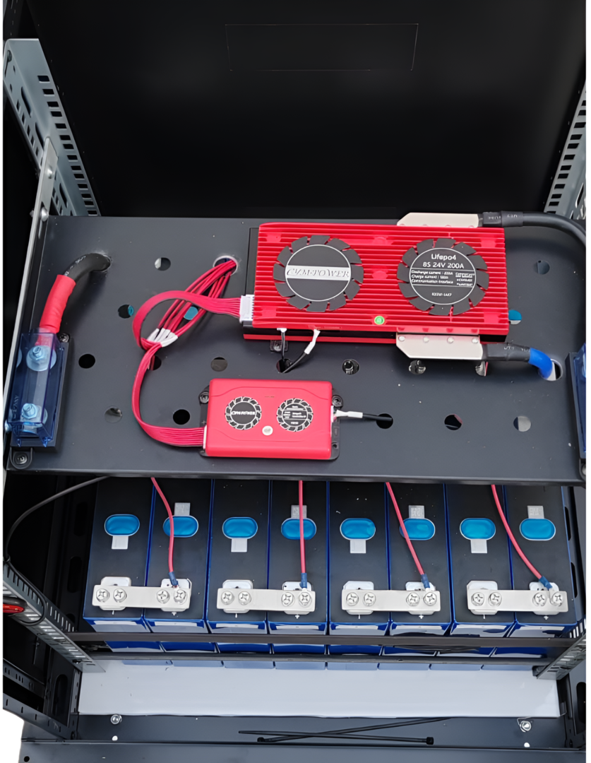 Banco de baterías de litio en rack