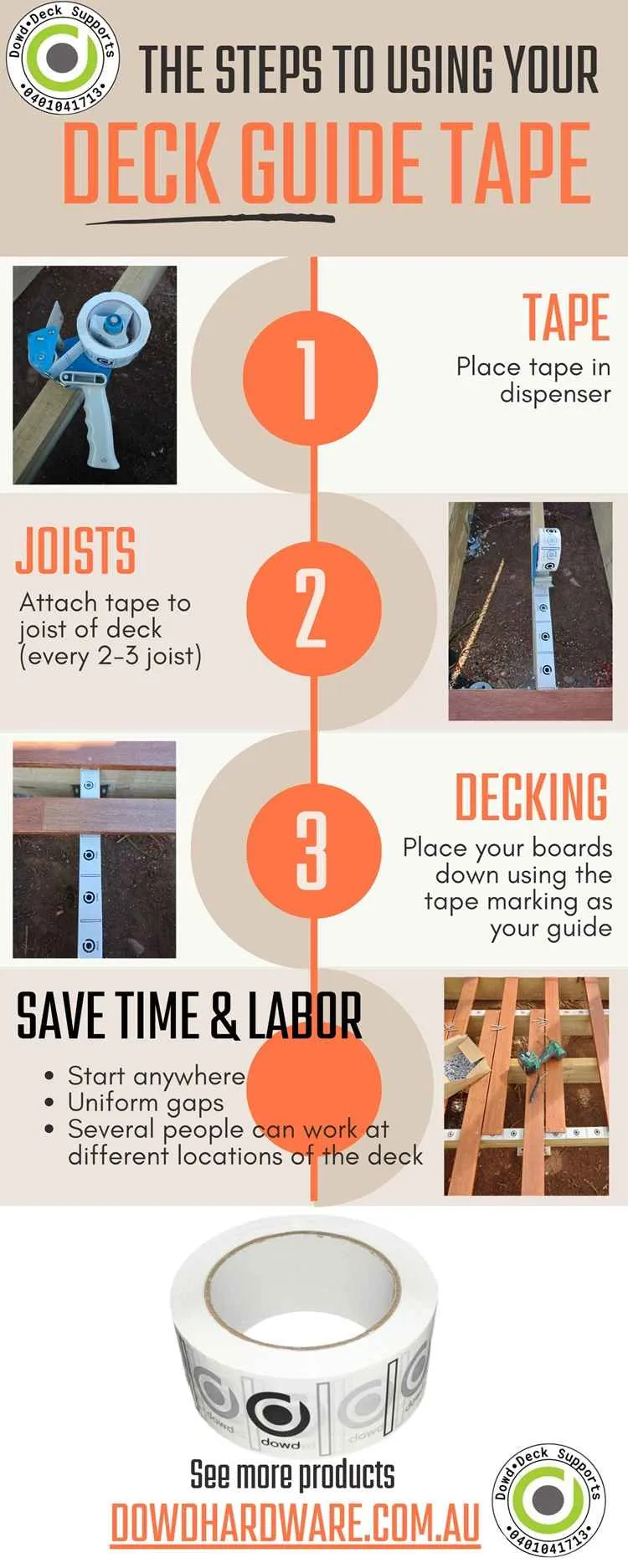 Dowd Deck Board Spacing Guide Tape