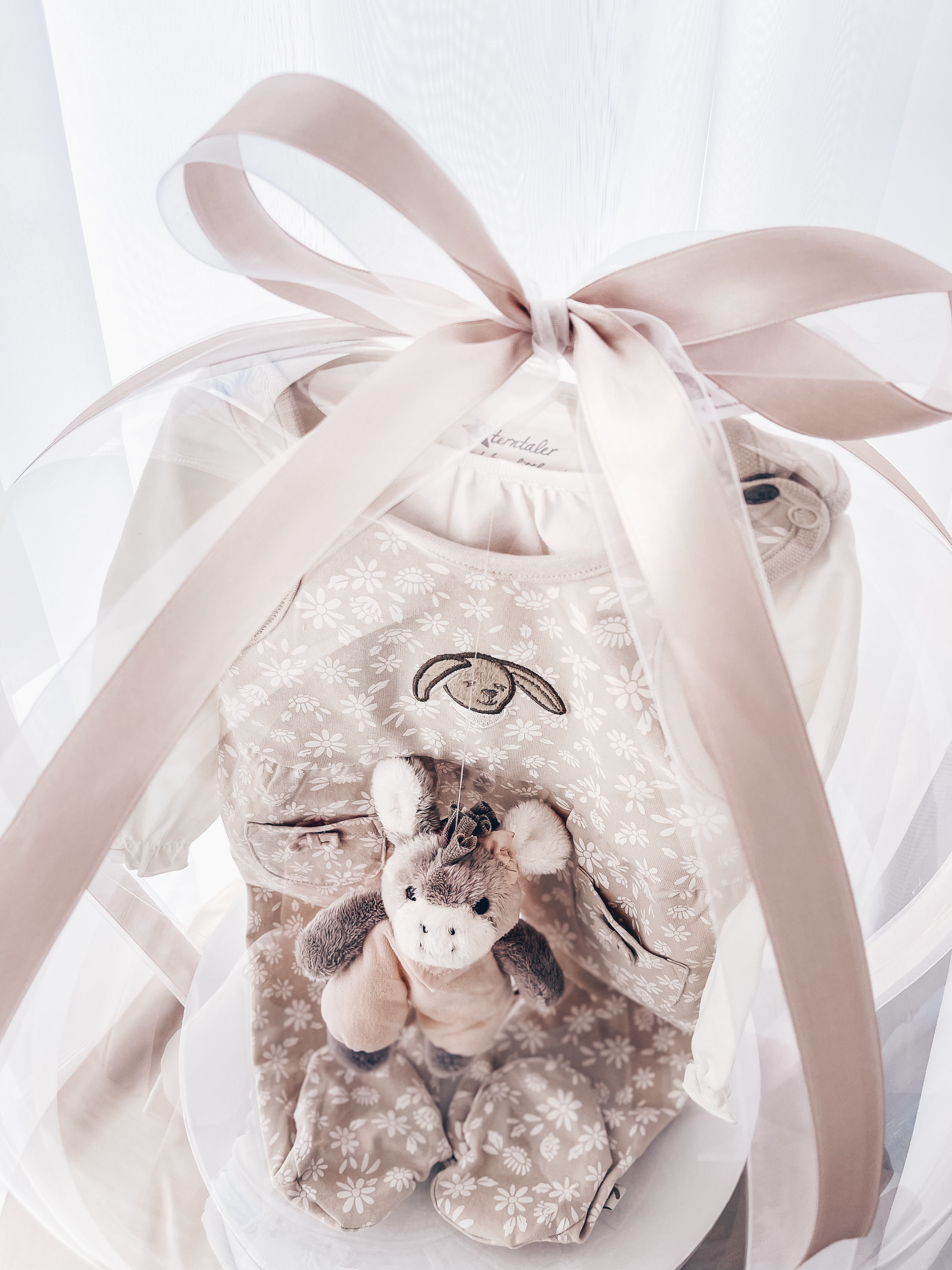 Dovana " Komplektukas žemiškos spalvos su barškučiu"