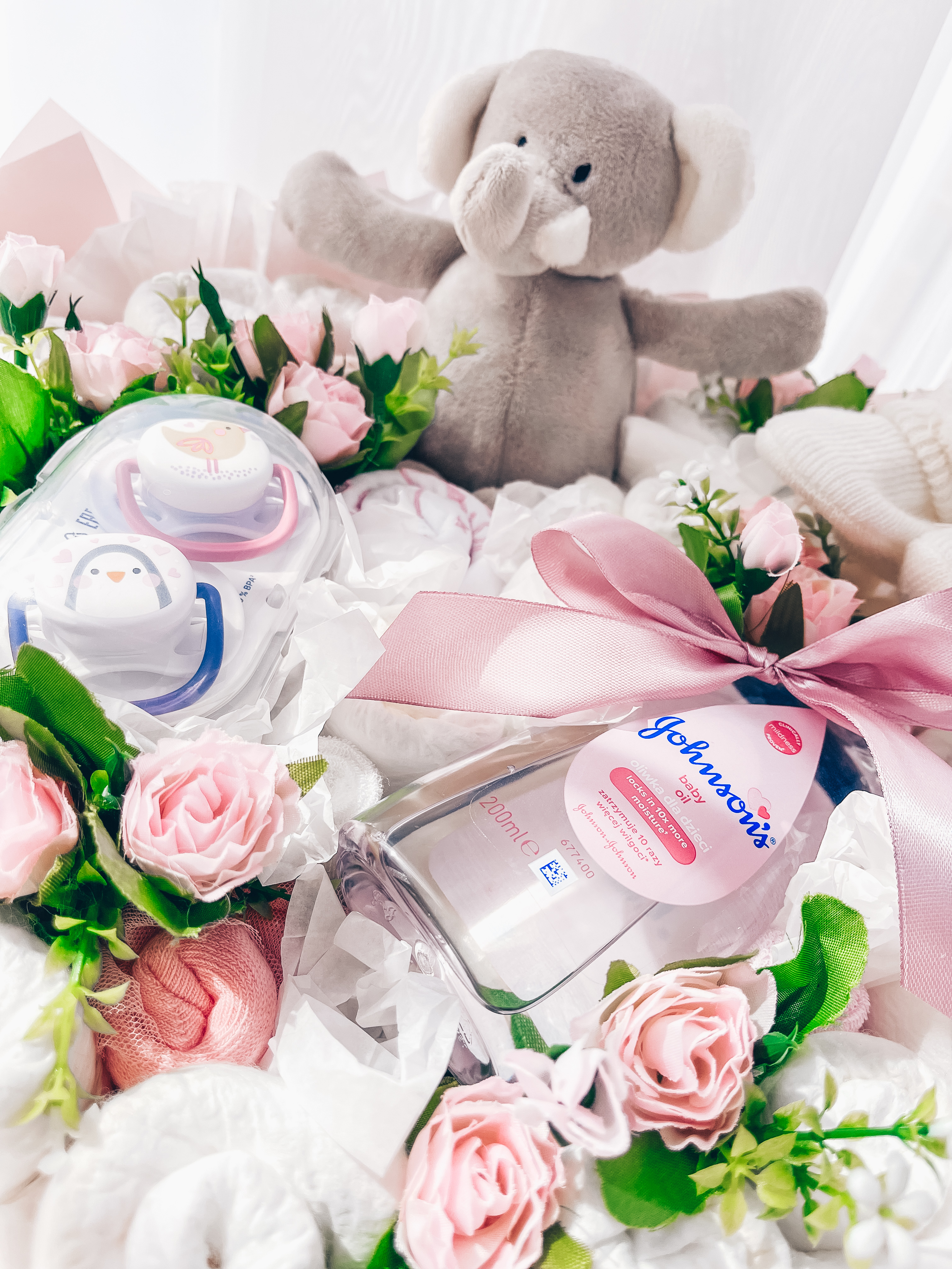 Dovana "Rožinė sauskelnių puokštė"