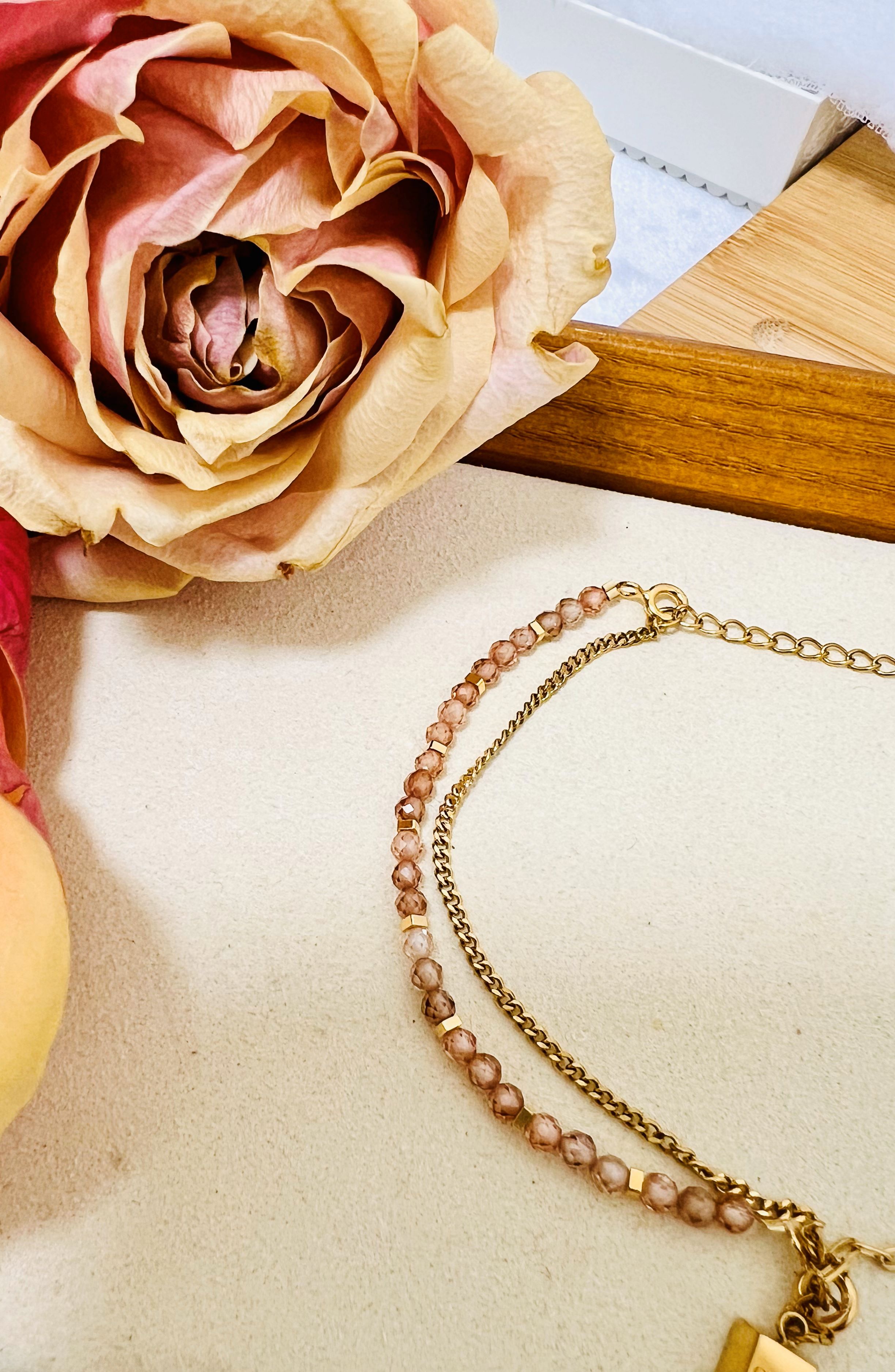 Sunstone Anklet Gold-Plated 999 Silver