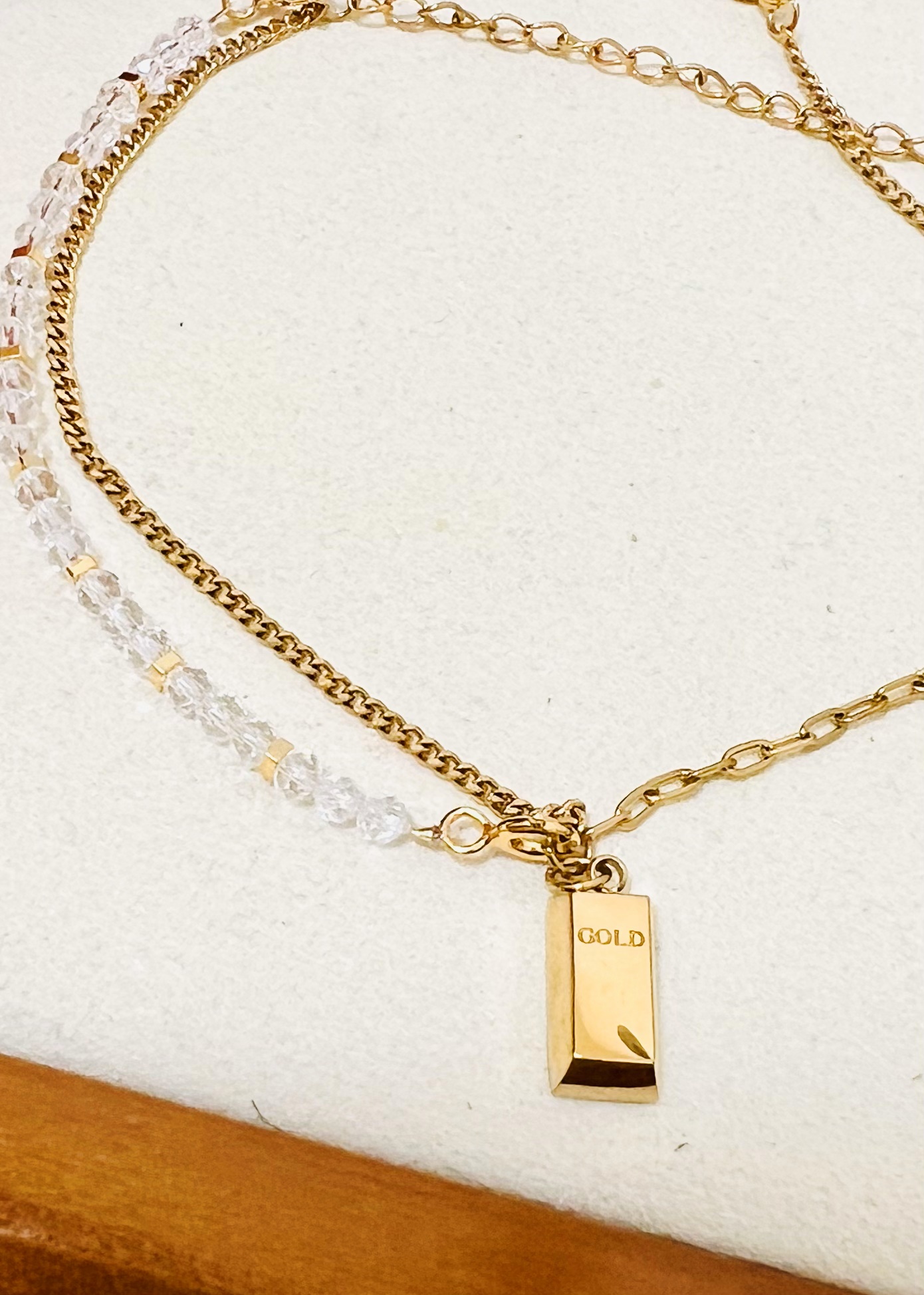 White Crystal Anklet Gold-Plated 999 Silver