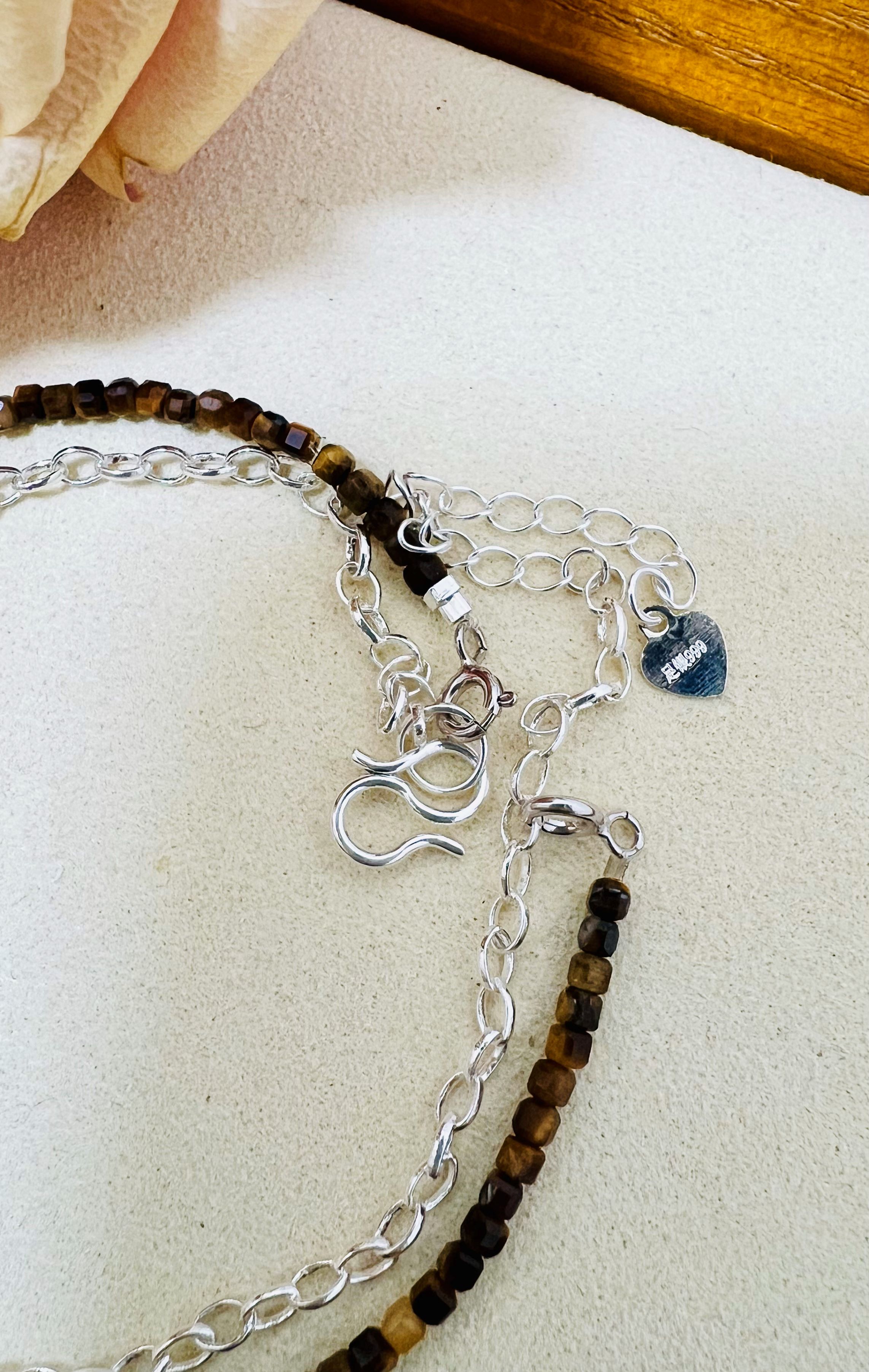Tiger Eye Anklet 999 Silver