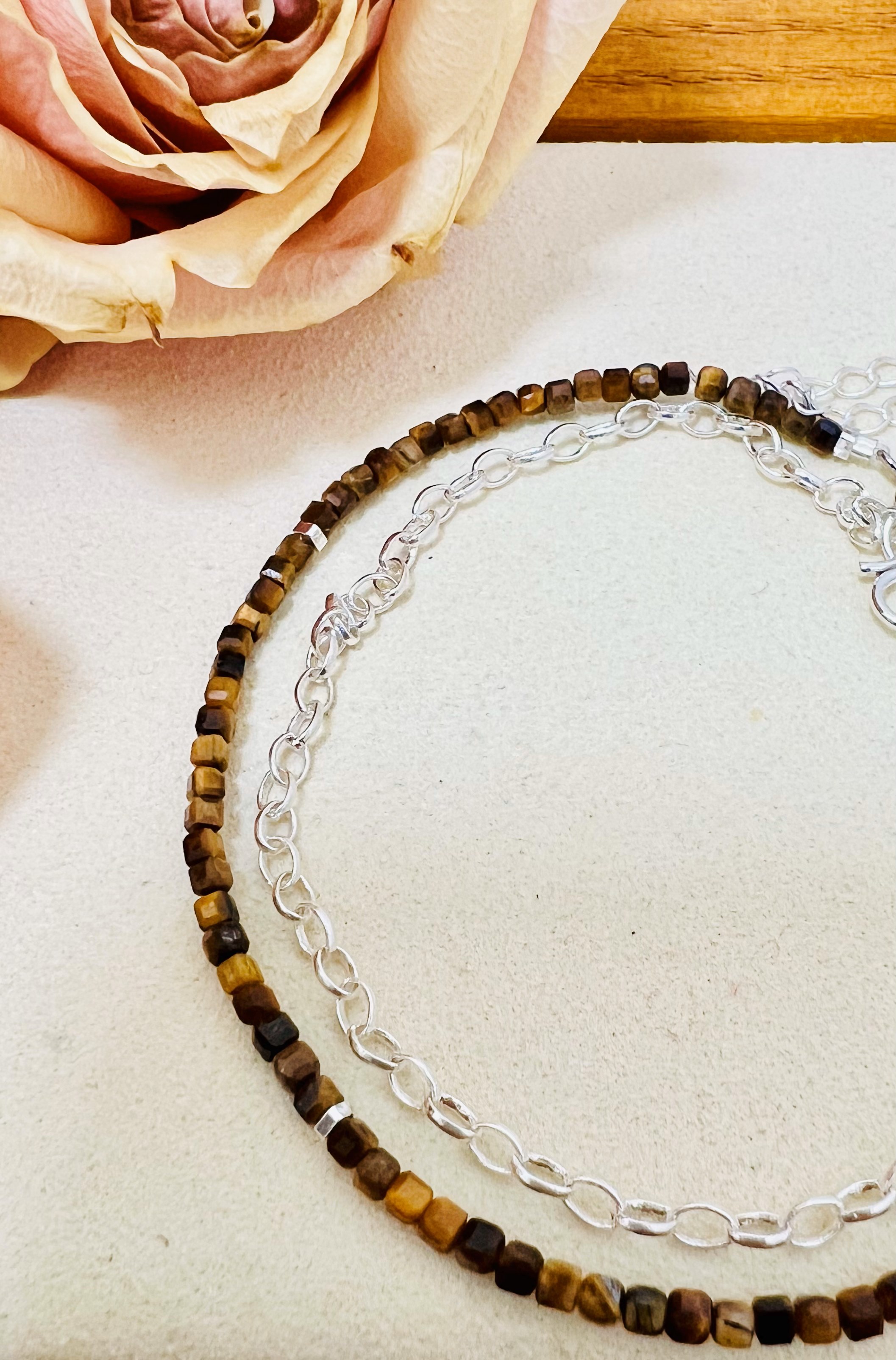 Tiger Eye Anklet 999 Silver