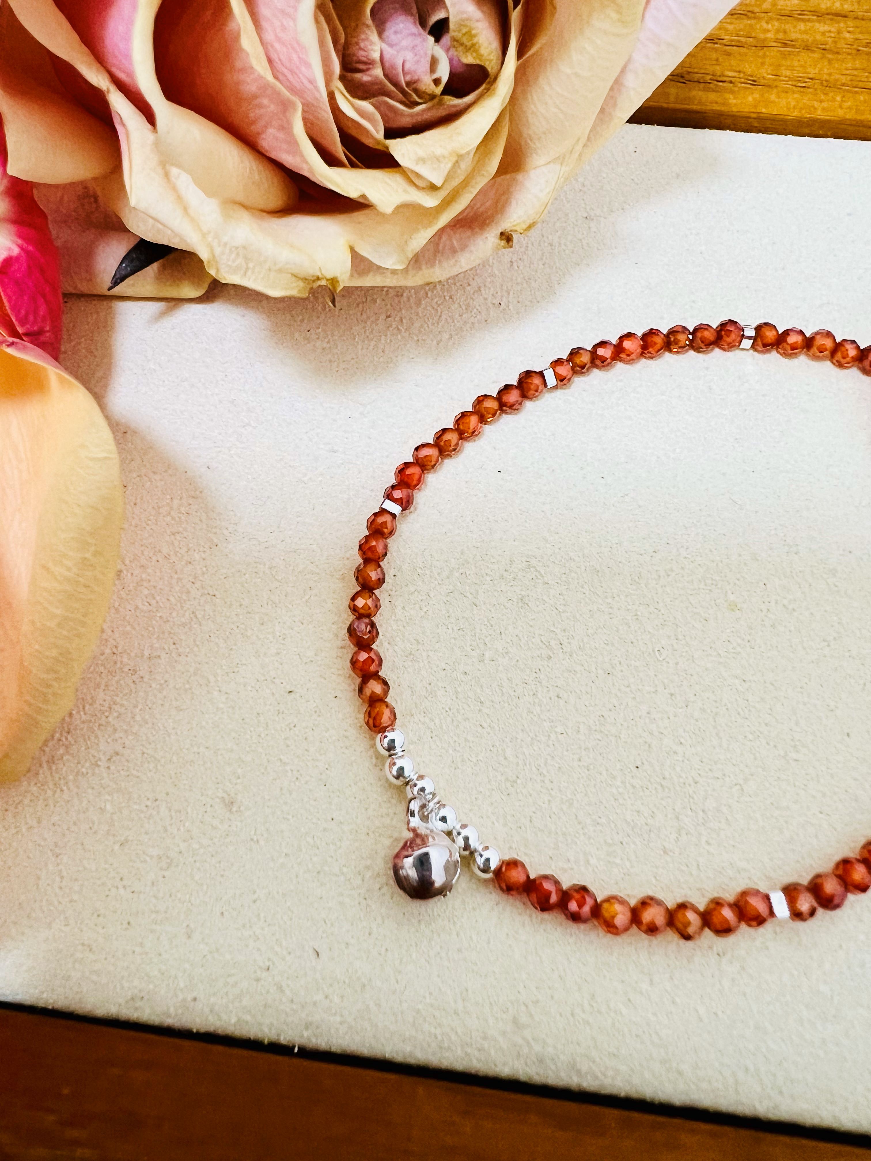 Pomegranate Garnet Anklet 999 925 Silver