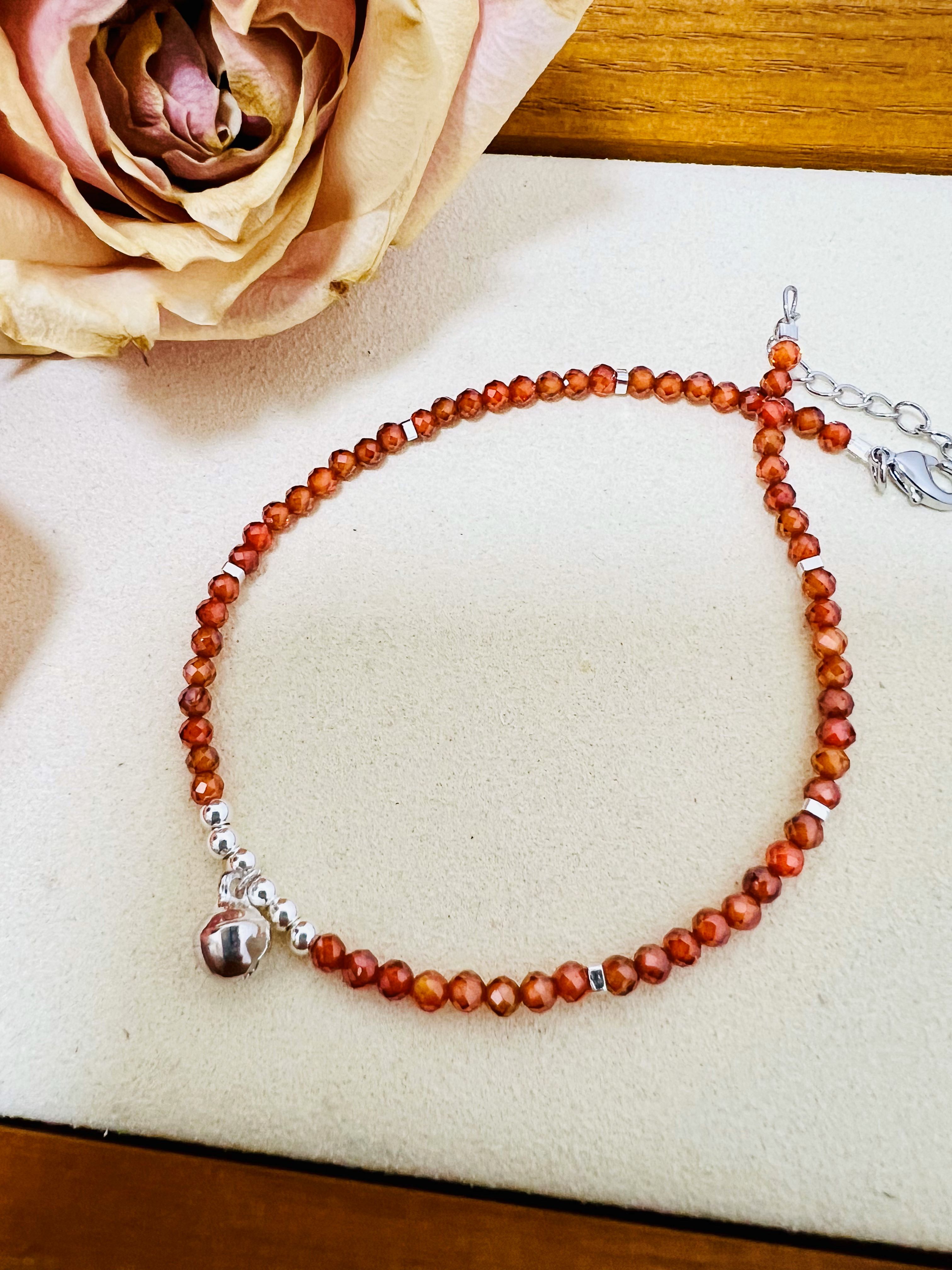 Pomegranate Garnet Anklet 999 925 Silver