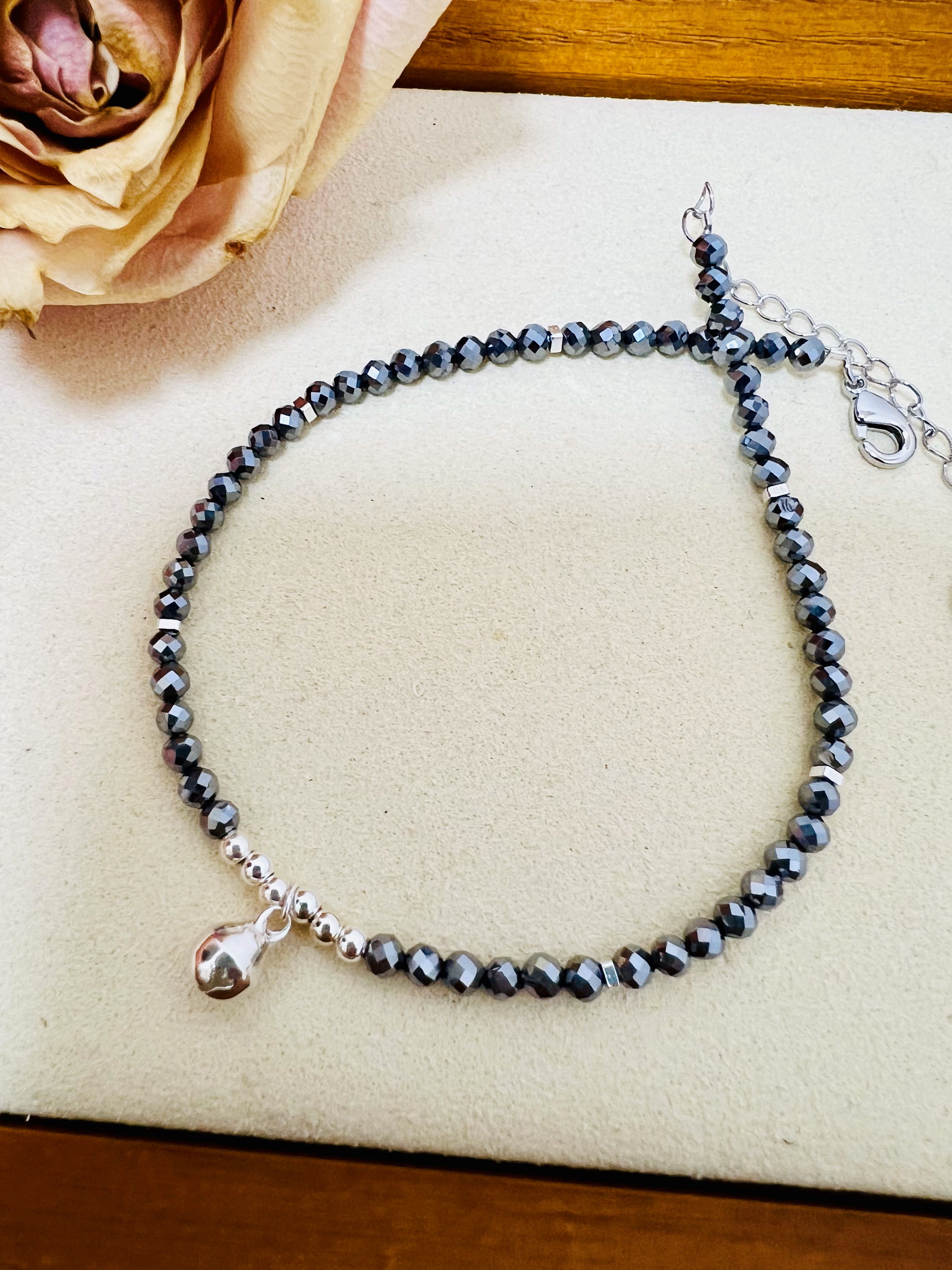 Hematite Anklet 999 925 Silver