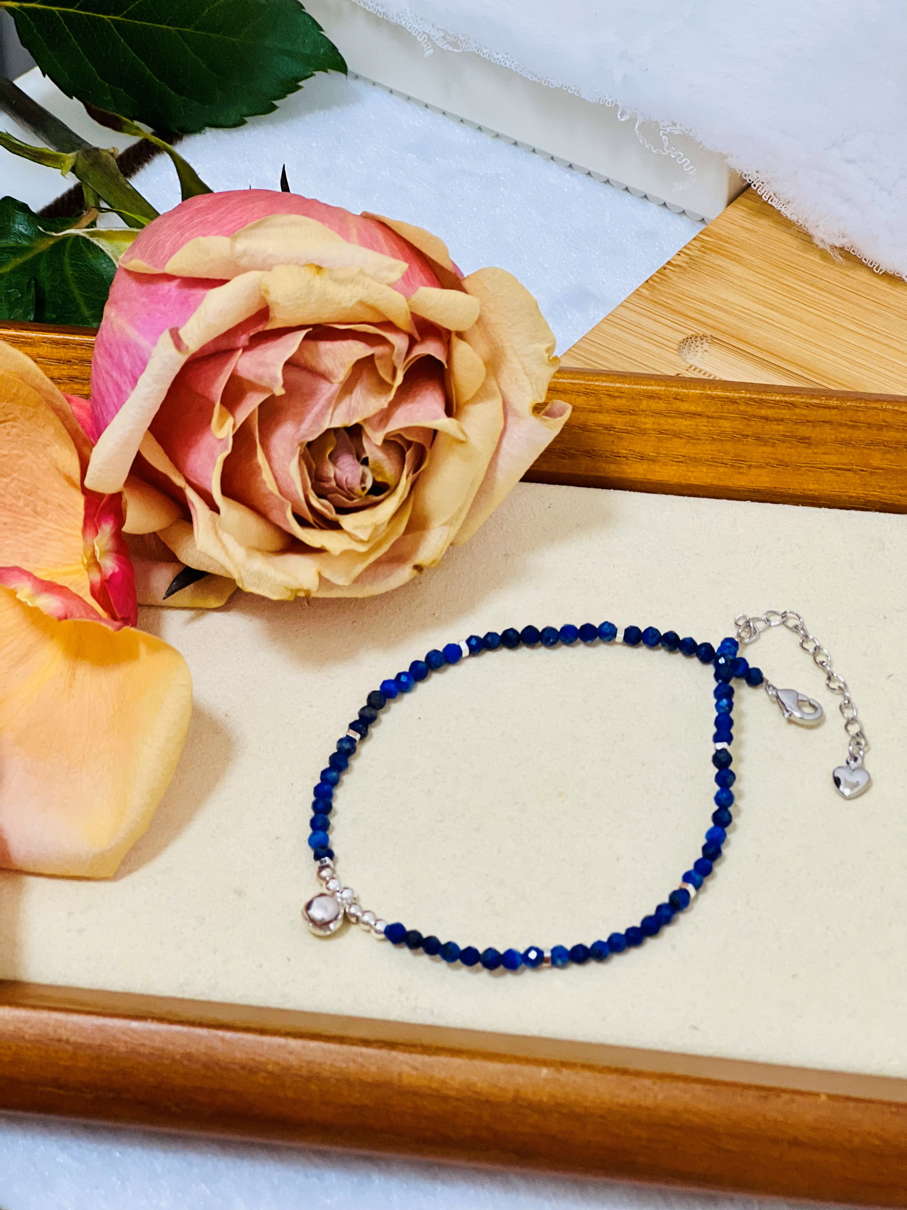 Lapis Lazuli Anklet 999 925 Silver