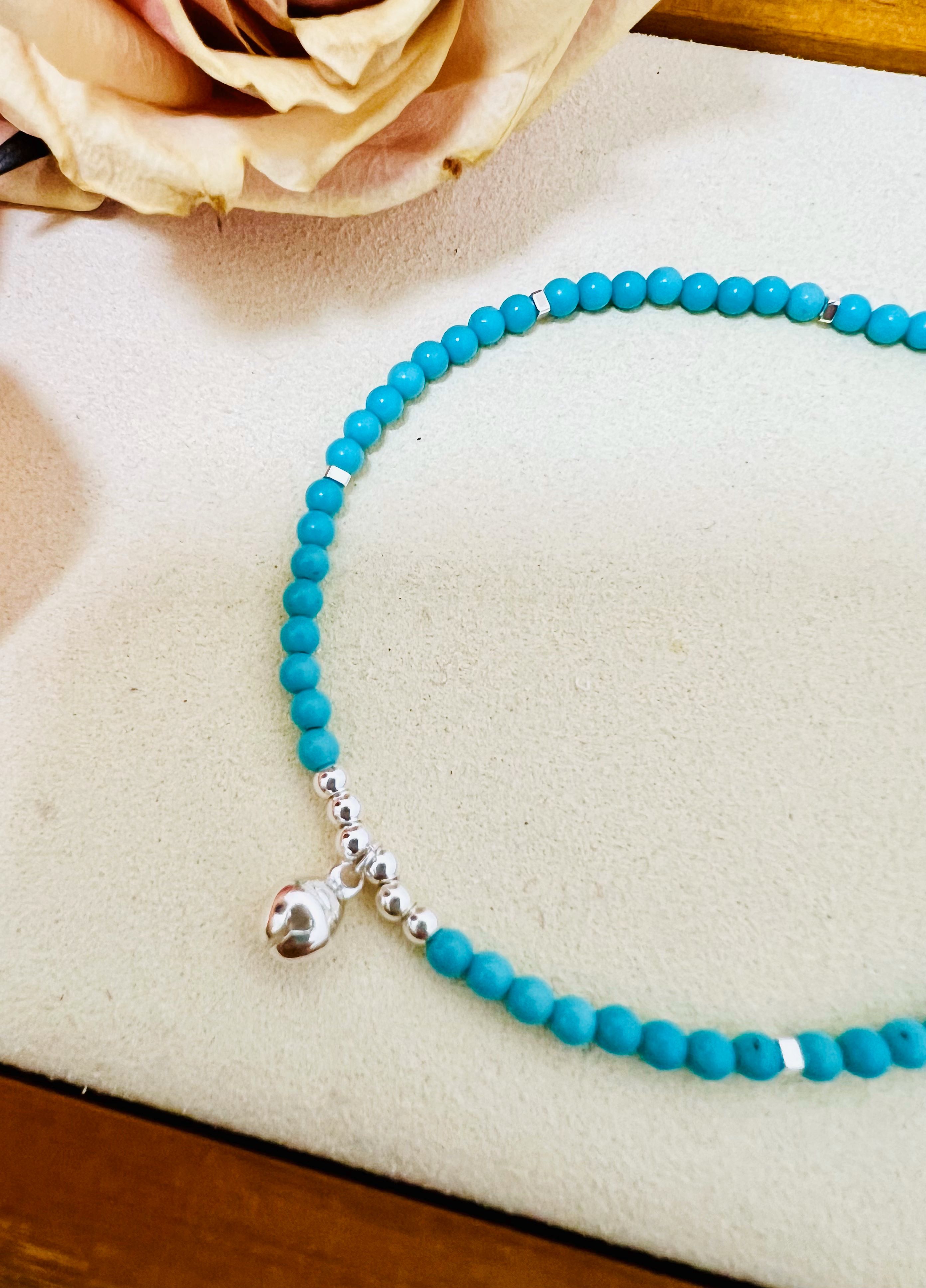 Blue Turquoise Anklet 999 925 Silver