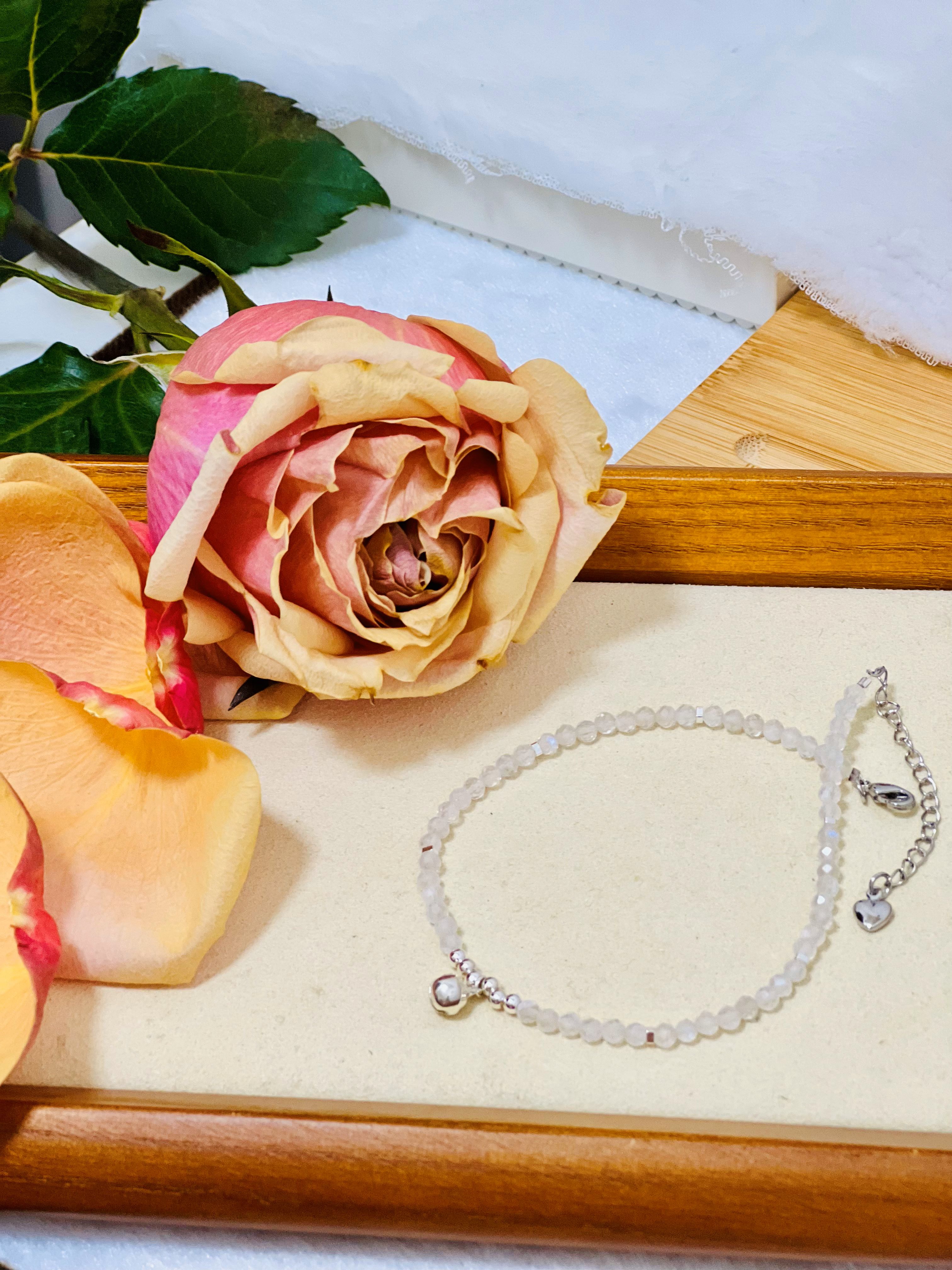 Moonstone Anklet 999 925 Silver