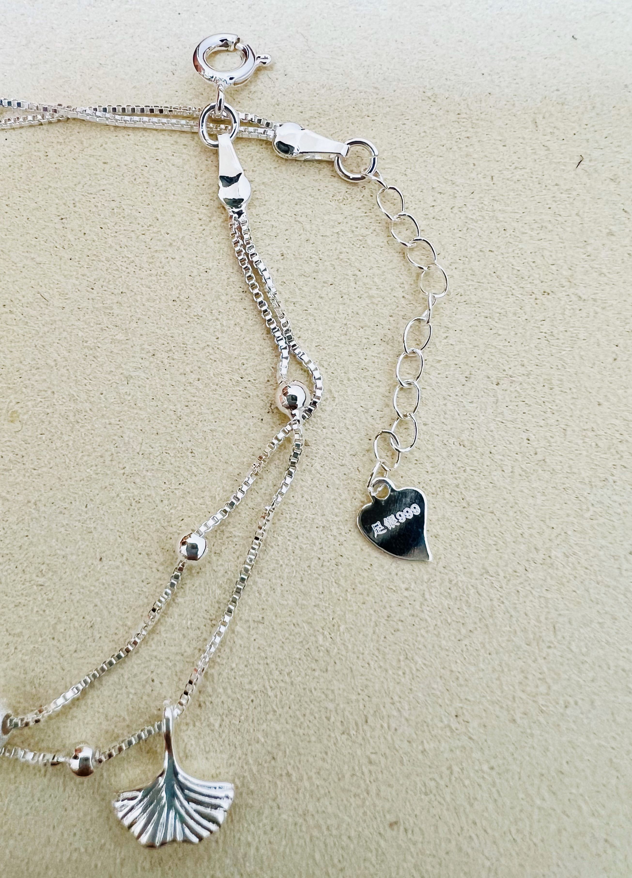Gingko Leaf Anklet 999 Silver