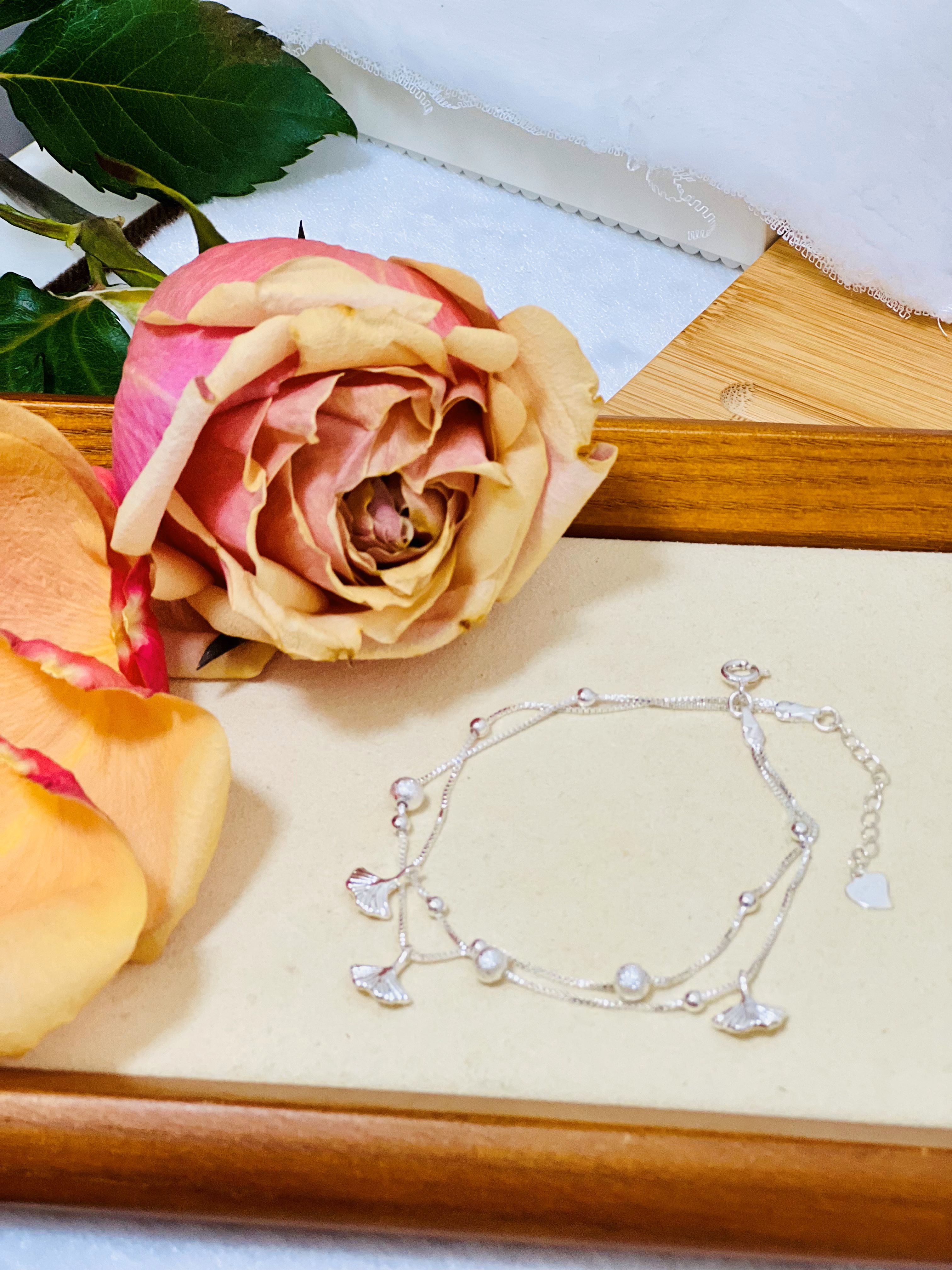 Gingko Leaf Anklet 999 Silver
