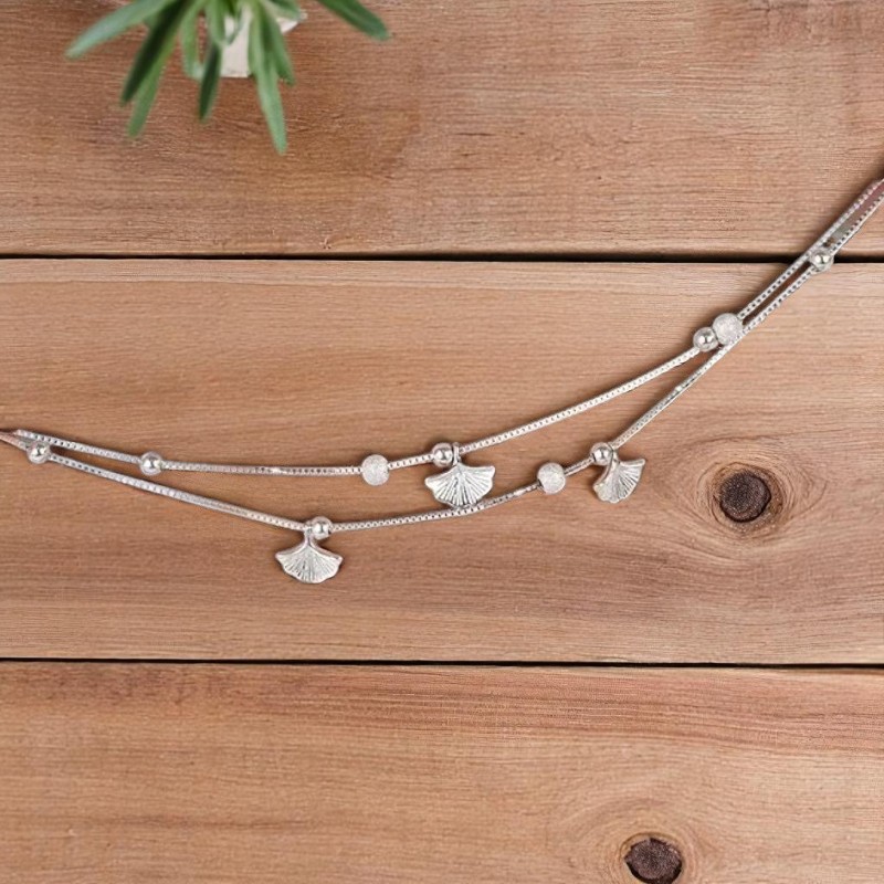 Gingko Leaf Anklet 999 Silver