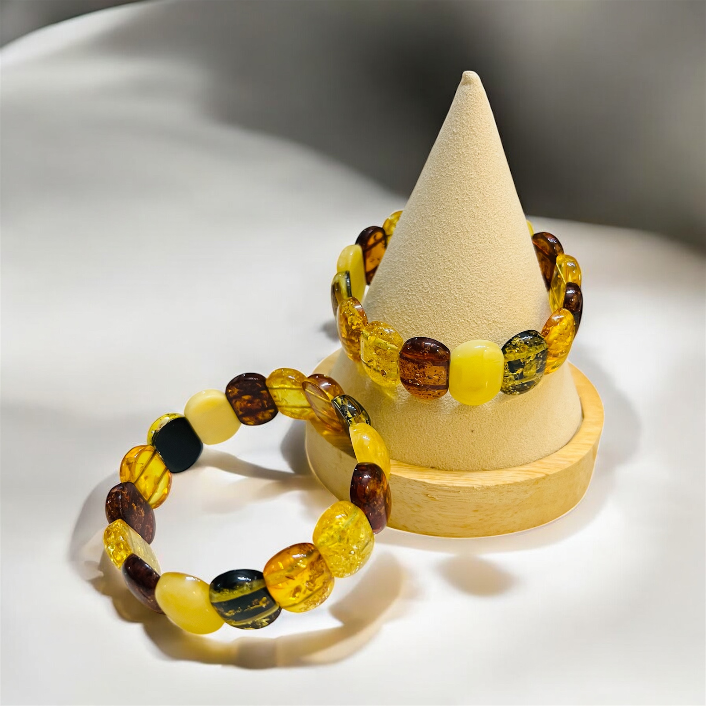 Natural Amber Mixed Color (Duo Bao) Slab Bracelet – 15.9g | Certified Authentic