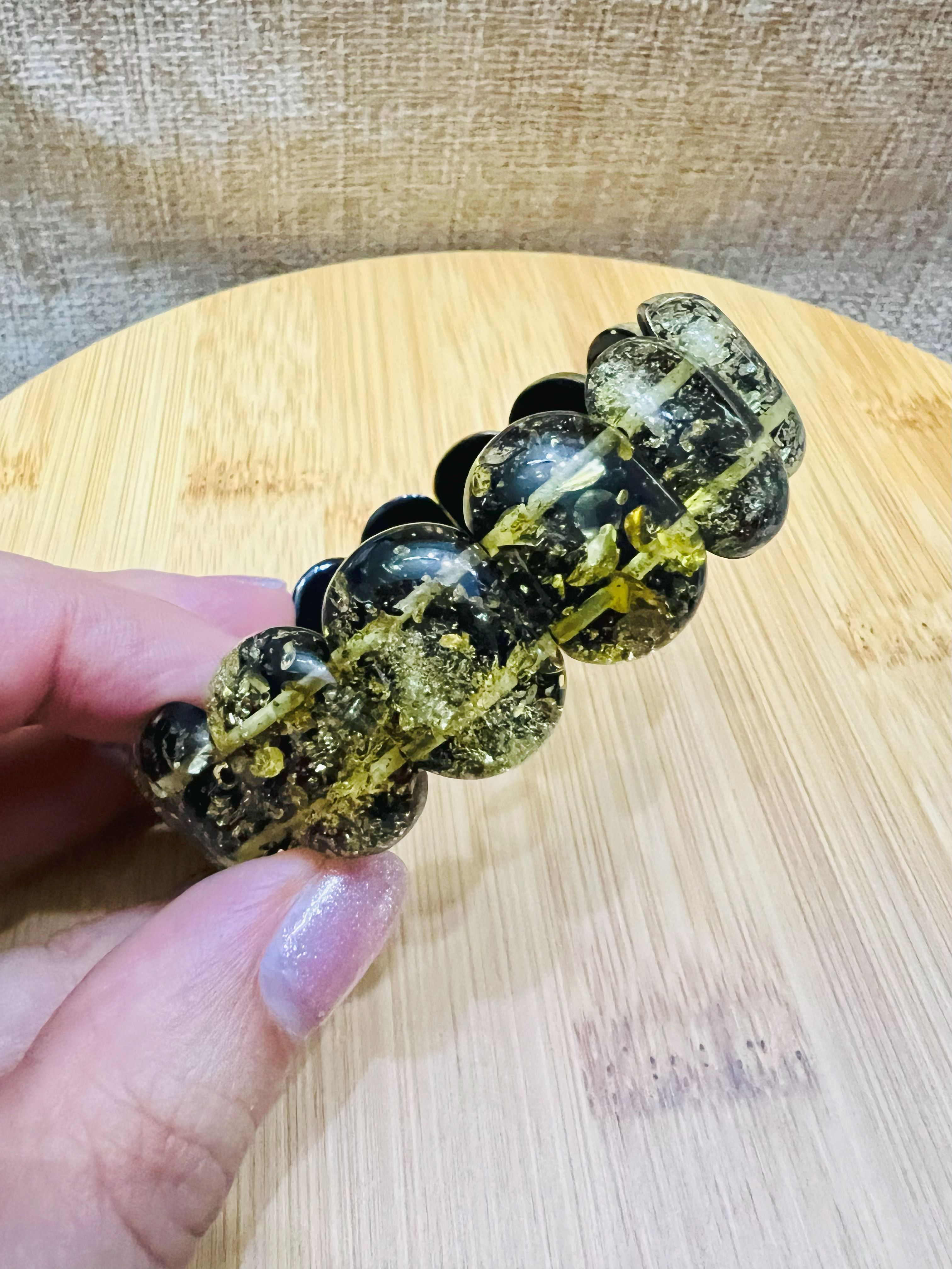 Russian Natural Green Amber Slab Bracelet – 15.23g | Certified Authentic