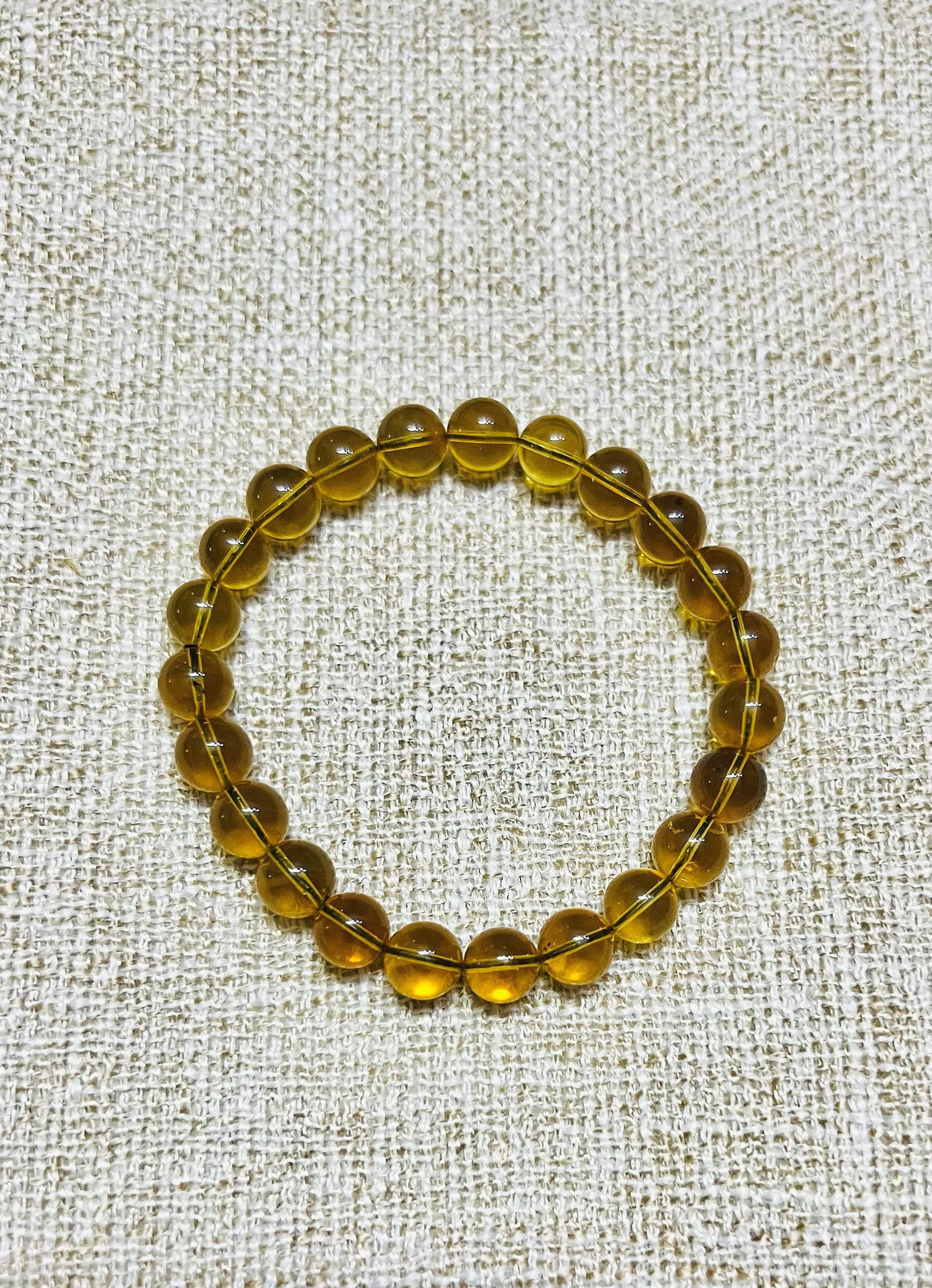 Natural Blue Amber Bracelet (Yellow Hue) – 6.96g | Certified Authentic