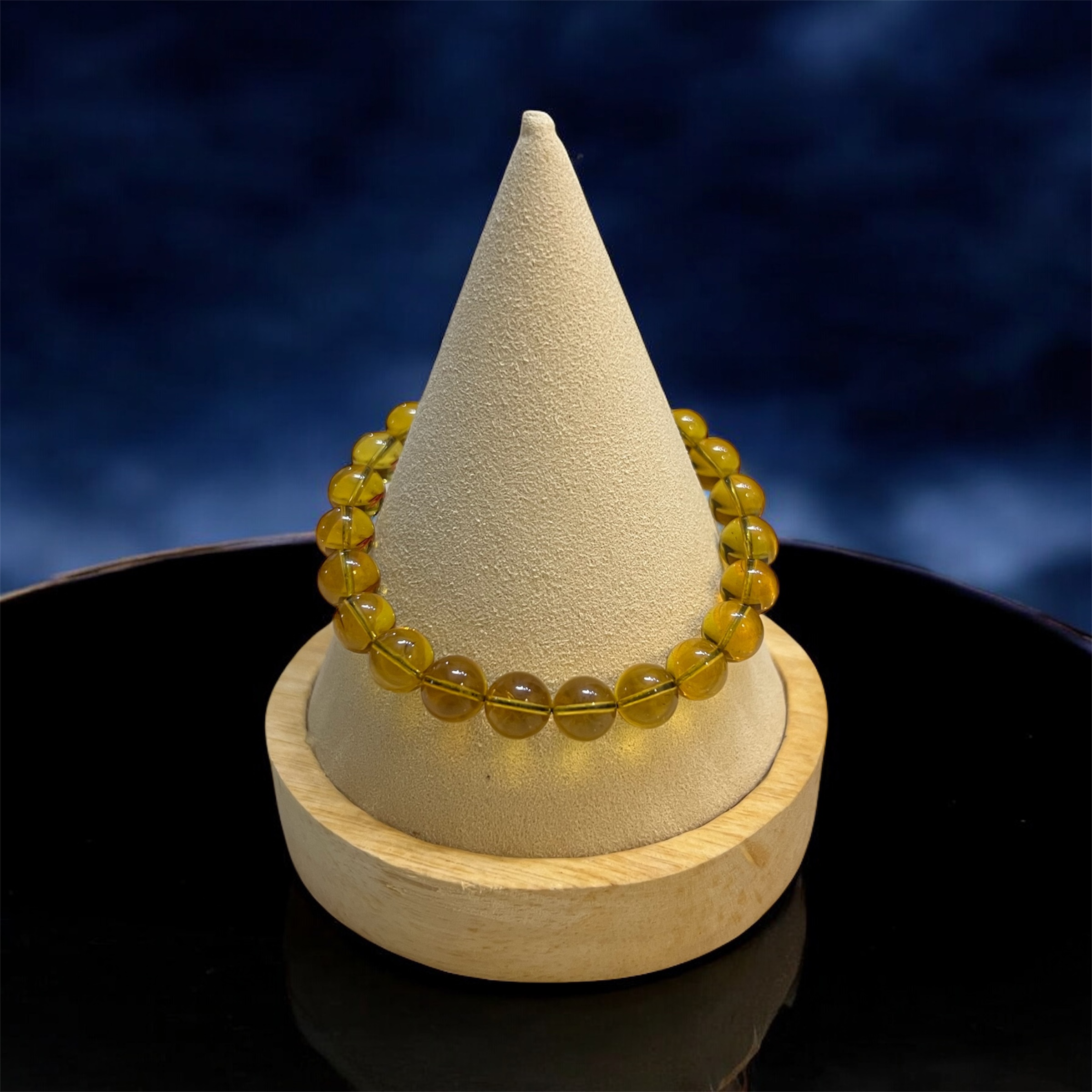 Natural Blue Amber Bracelet (Yellow Hue) – 6.96g | Certified Authentic