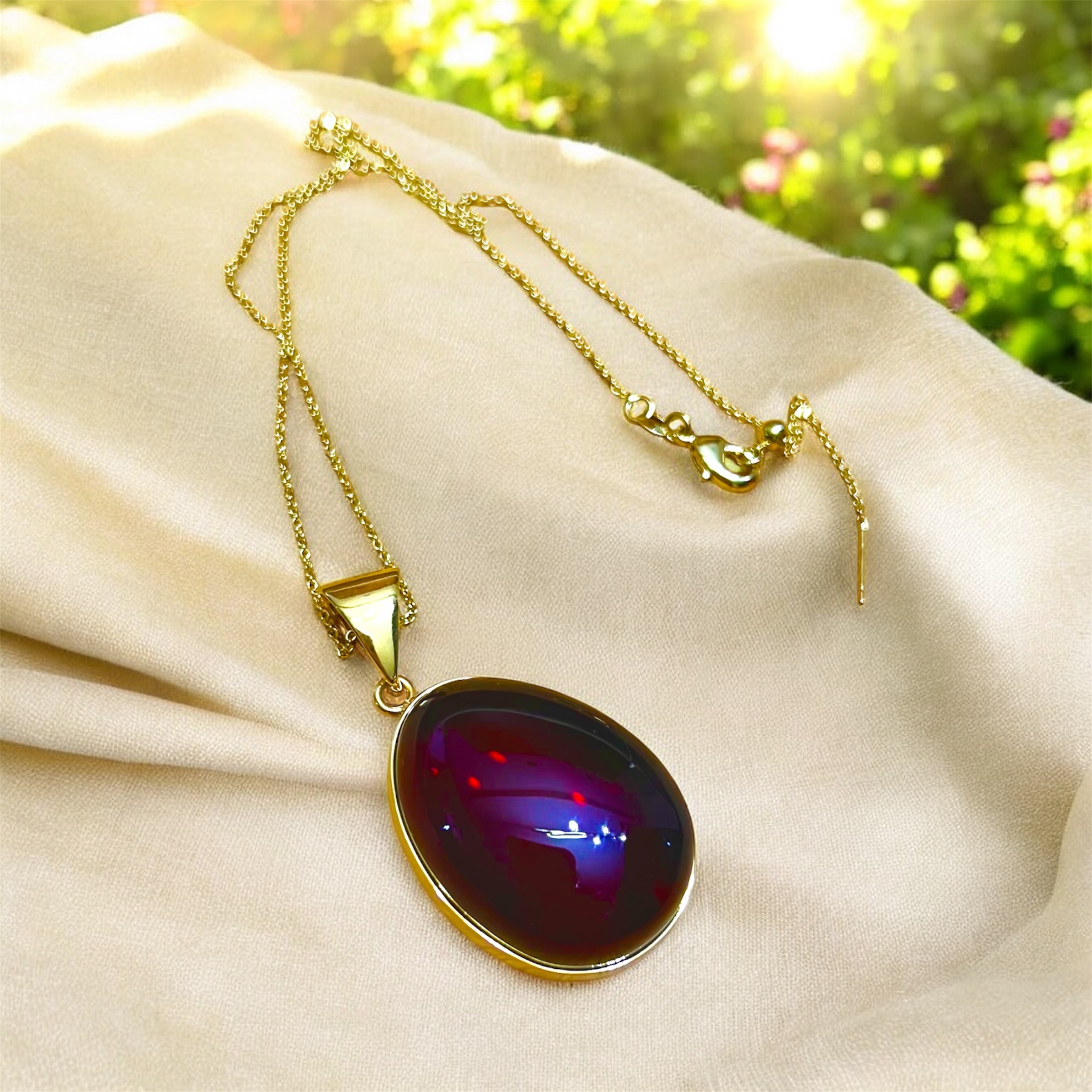Natural Blood Amber Pendant Necklace – 14g | Certified Authentic