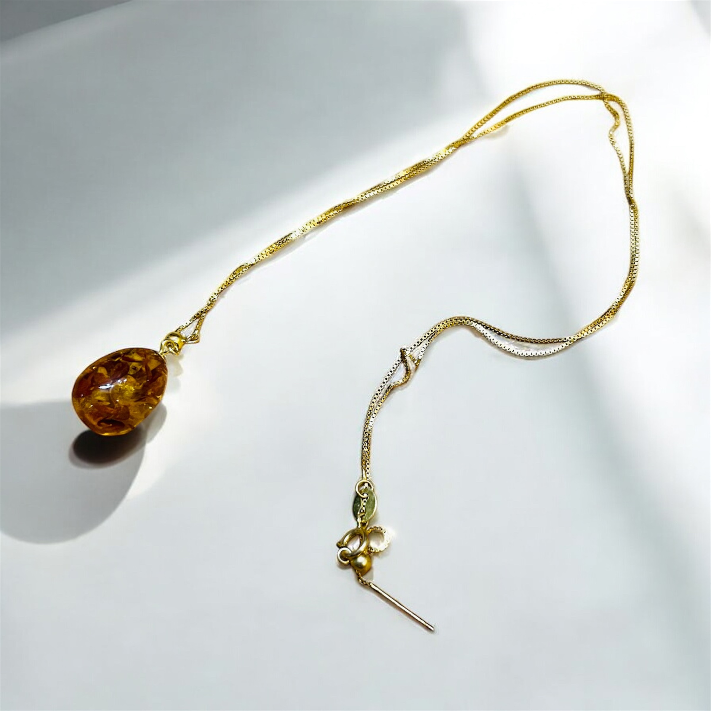 Natural Flower Amber Pendant Necklace – 2.56g | Certified Authentic