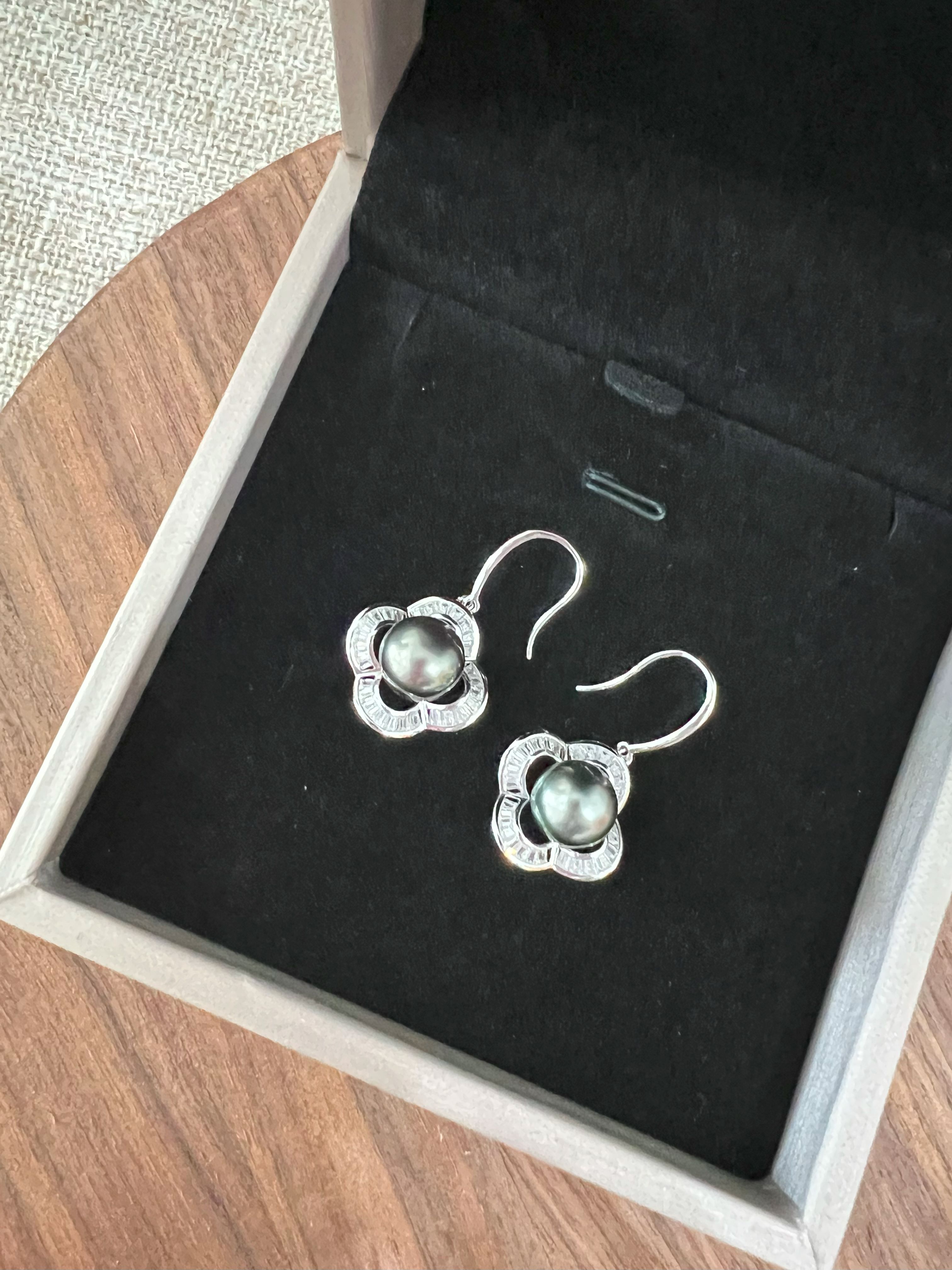 Tahitian Pearl 9mm Black-Gray Earrings – 5.19g | Certified Authentic