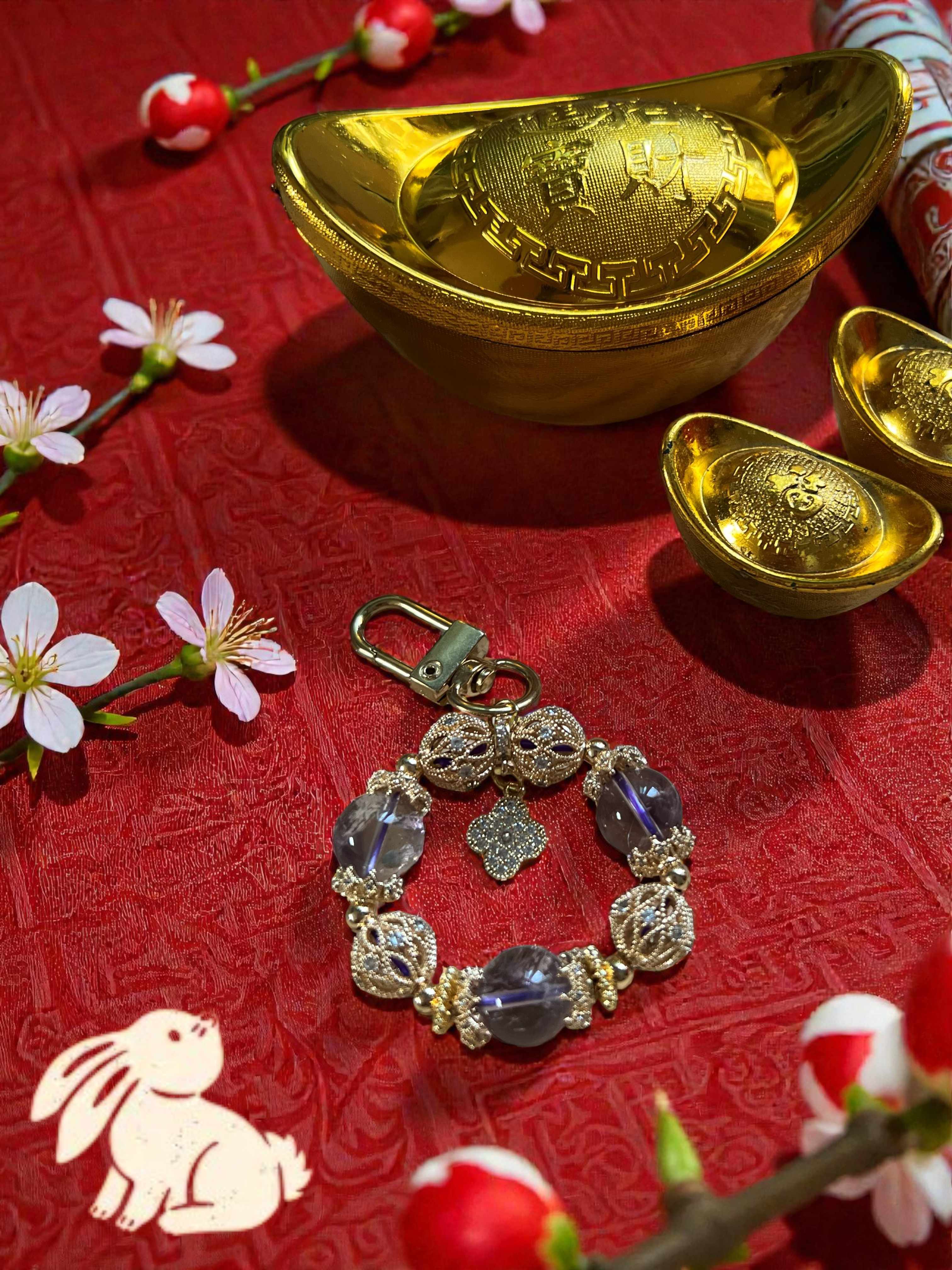 🐰 Rabbit Zodiac Bag Charm — Lavender Quartz