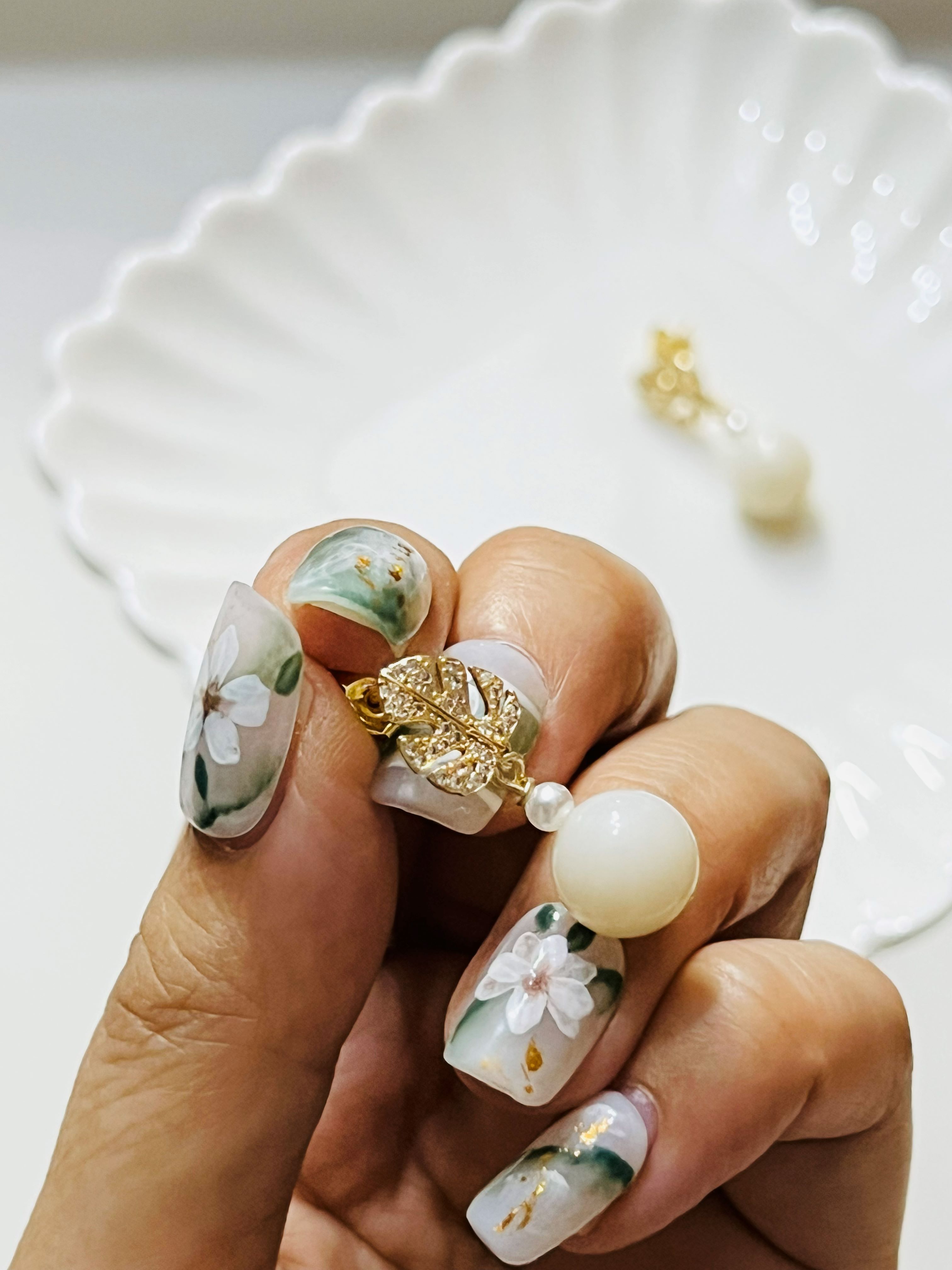 Love + Jade, 10mm Hetian White Jade with Freshwater Pearl