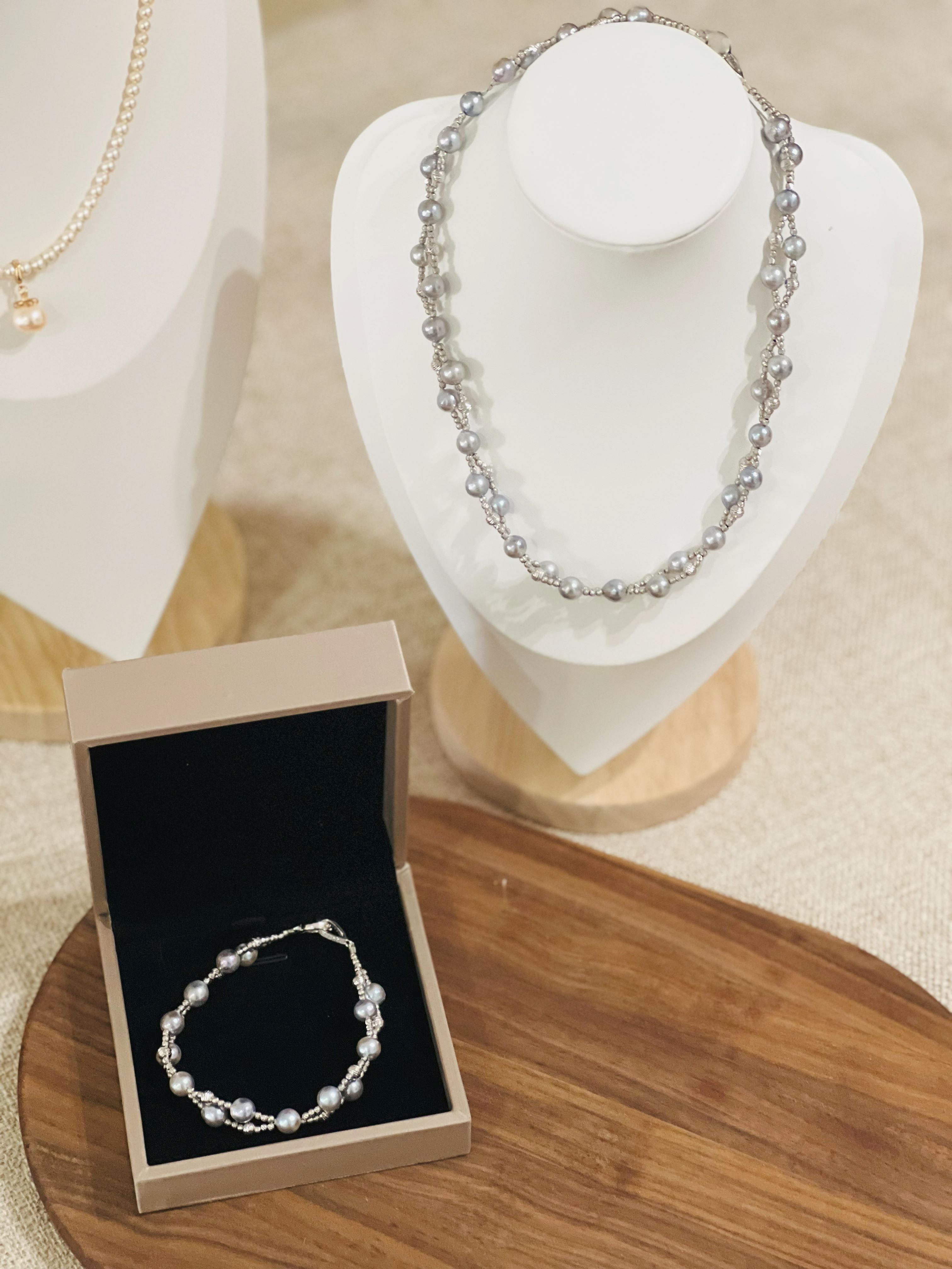 Akoya Star Design Necklace and Bracelet Set – 32.84g | Certified Authentic