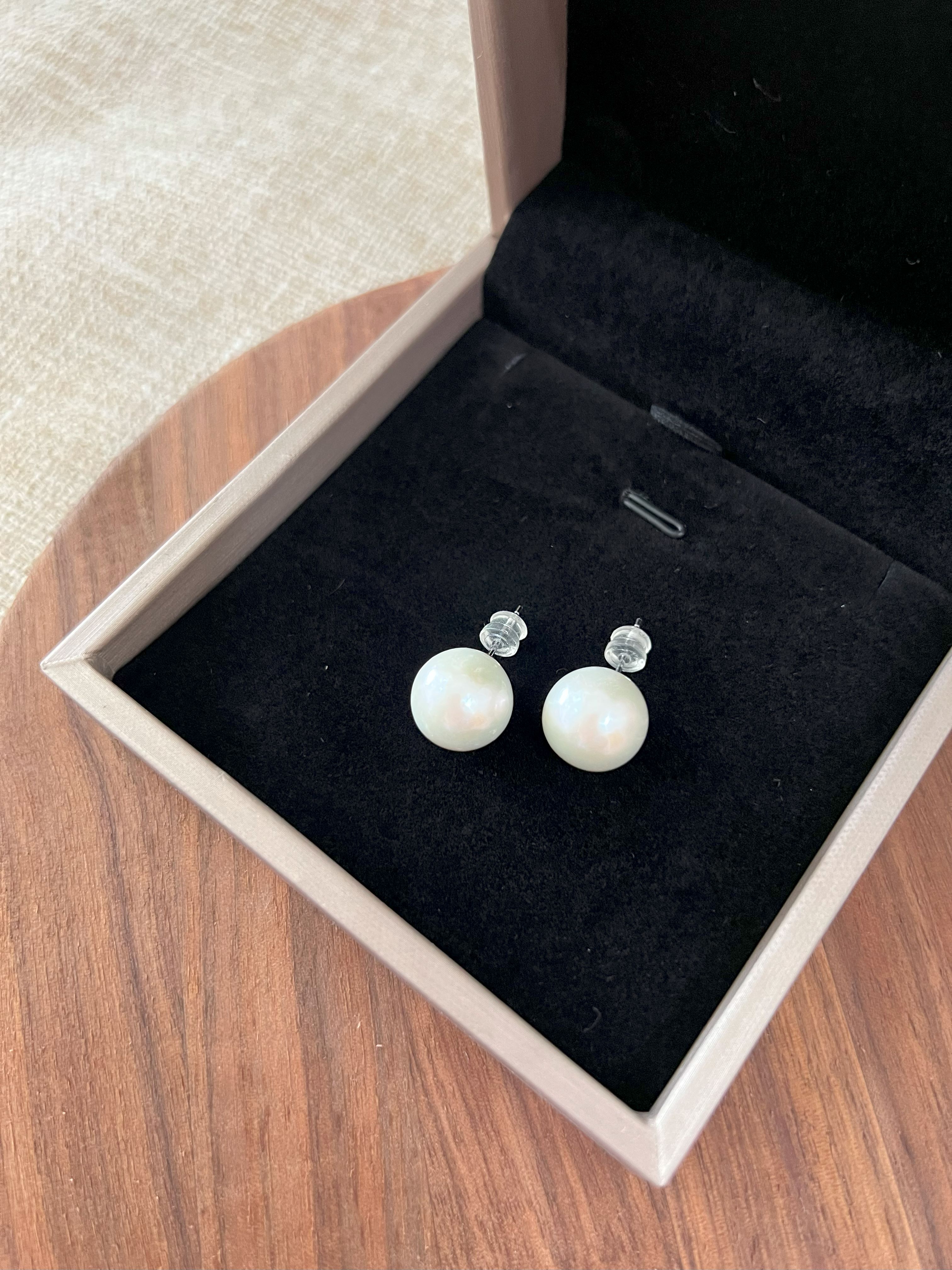 Edison 12mm White Pearl Stud Earrings – 5.52g | Certified Authentic