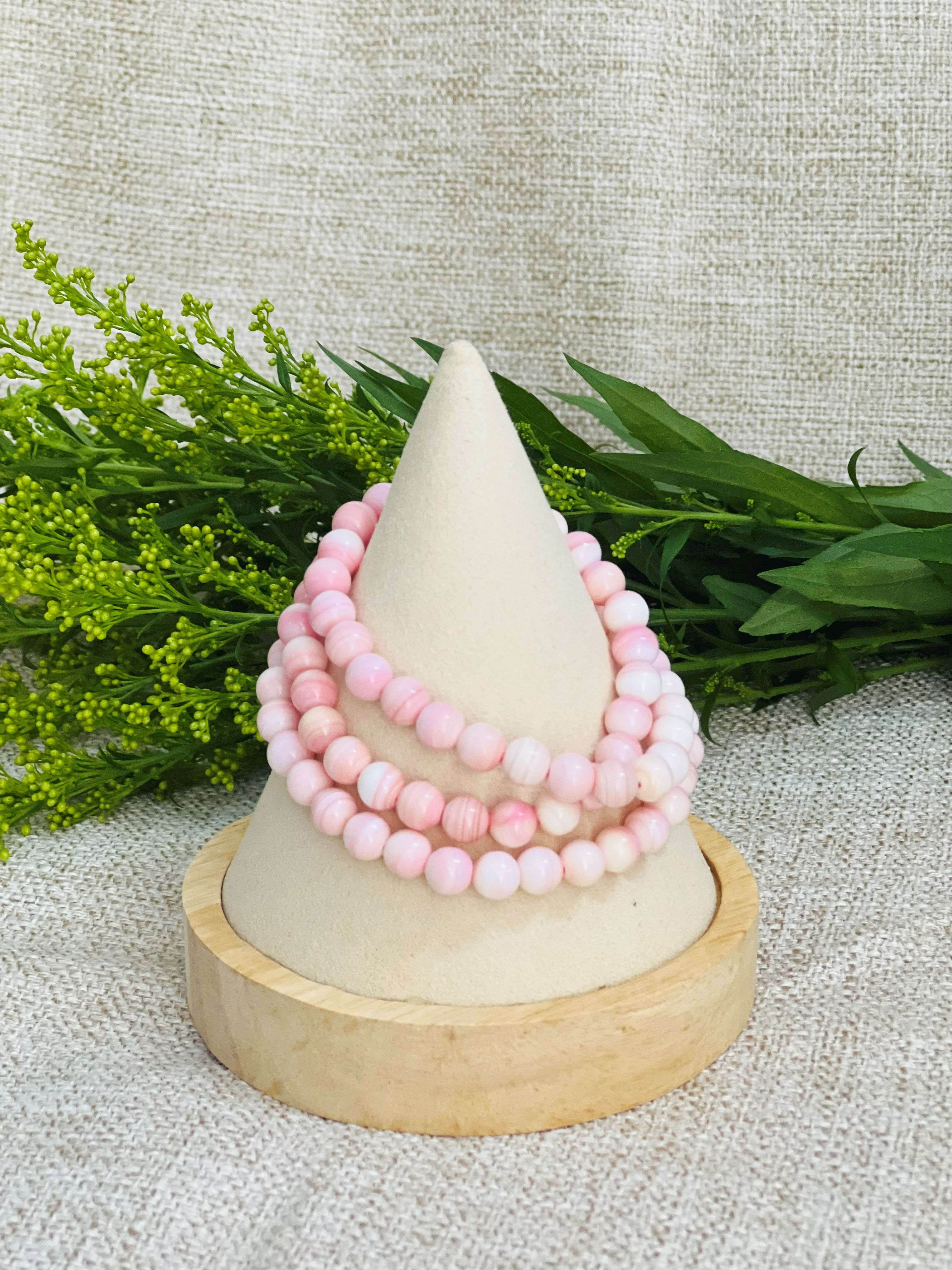 Tide Echo - Triple Round 7mm Blush Vein Bracelet