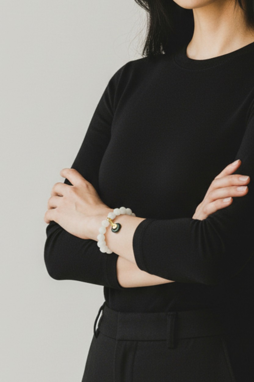 Love + Jade, Moonlit Harmony - Natural Hetian White Jade