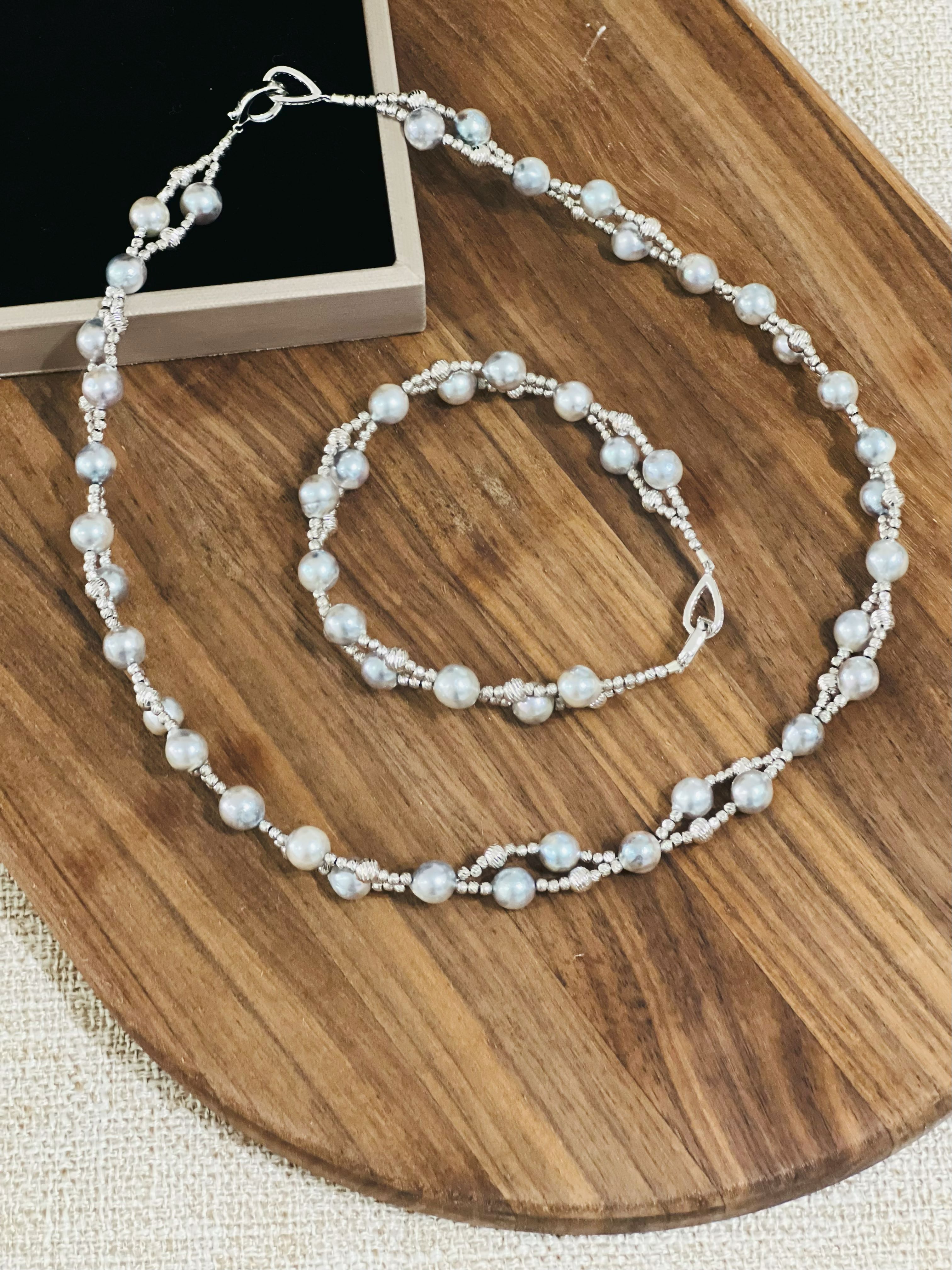 Akoya Star Design Necklace and Bracelet Set – 32.84g | Certified Authentic