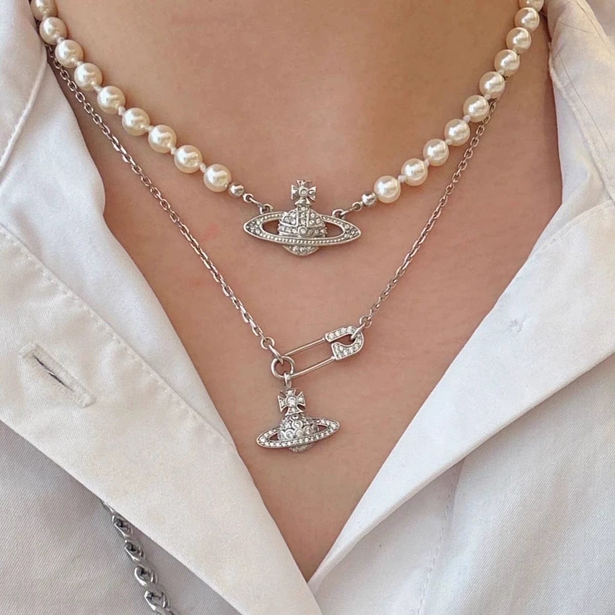 Orbital Drop Necklace – Westwood-Inspired Statement Piece