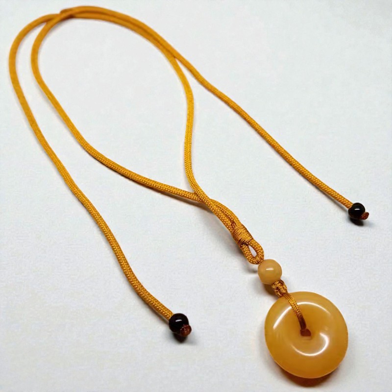 Love + Jade, Golden Harmony Yellow Jade Peace Pendant Necklace