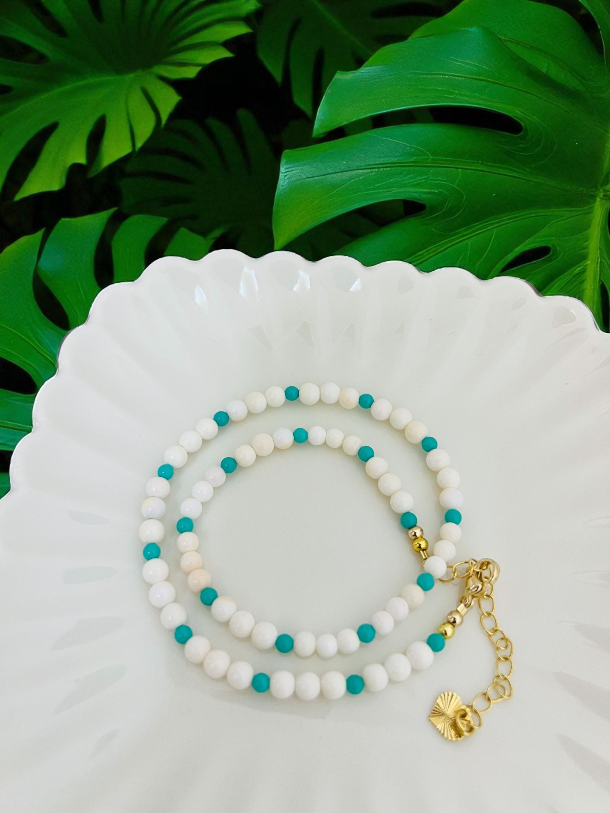Lustra II – Double Layer Conch & Turquoise Bracelet
