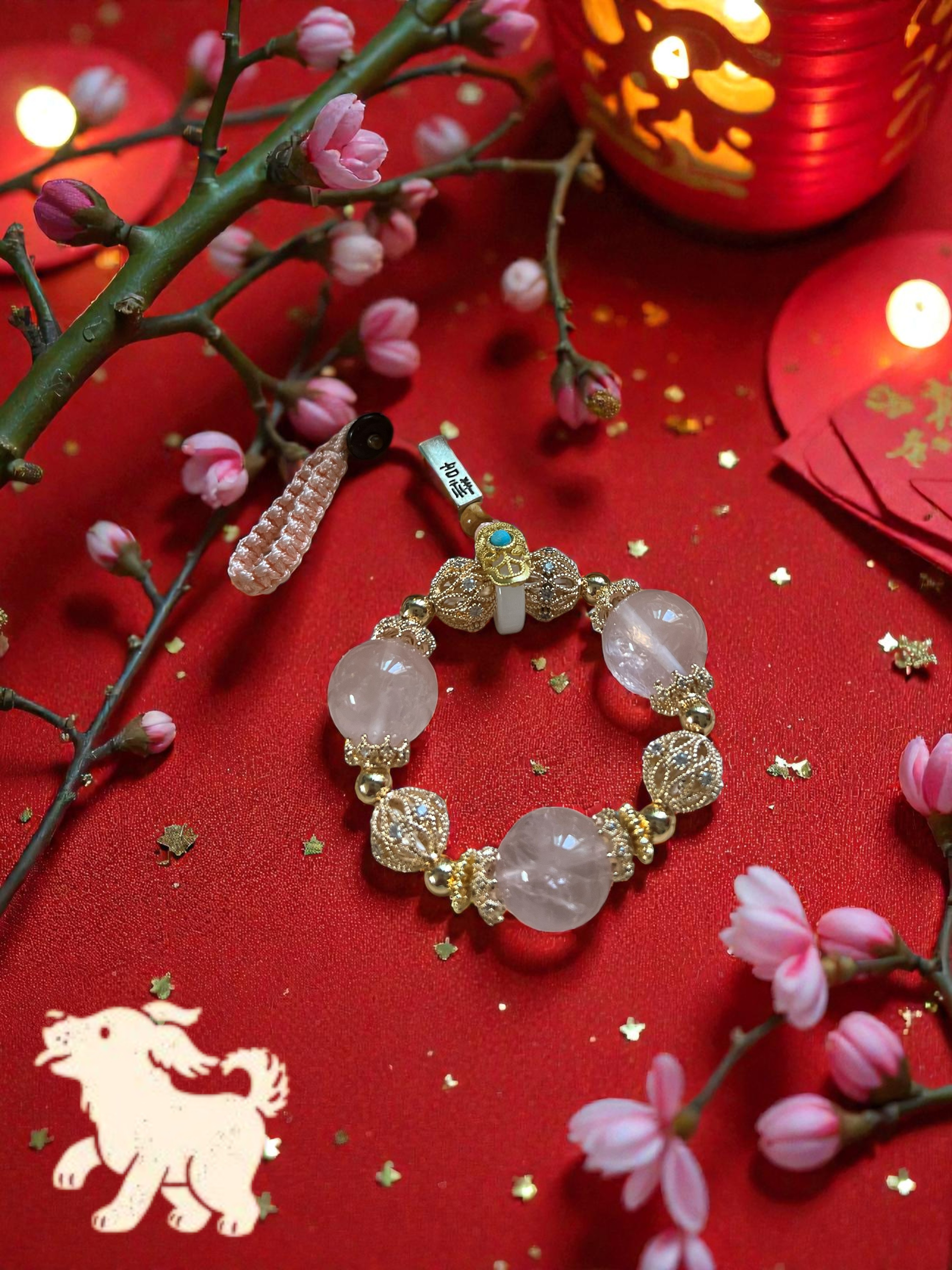 ๐ถ Dog Zodiac Bag Charm โ Rose Quartz