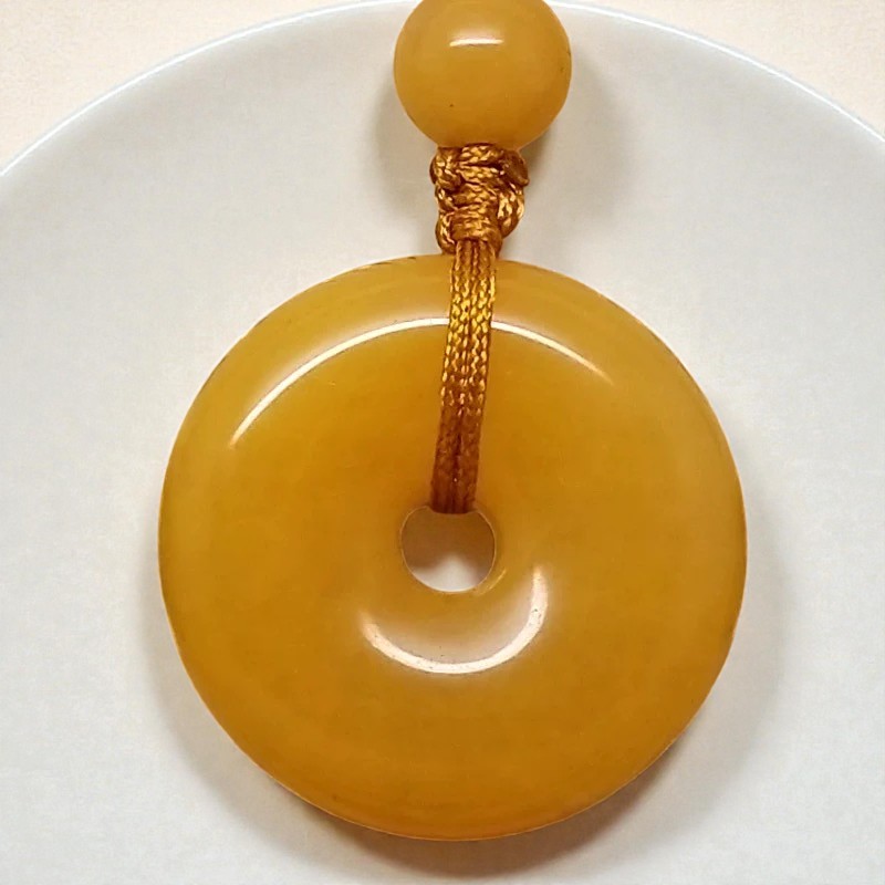 Love + Jade, Golden Harmony Yellow Jade Peace Pendant Necklace